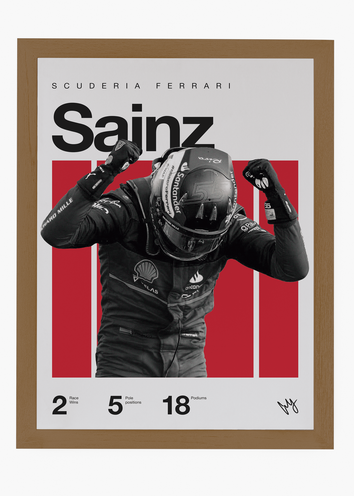 Quadro decorativo Carlos Sainz F1 — arte de automobilismo para parede | Cübe Quadros