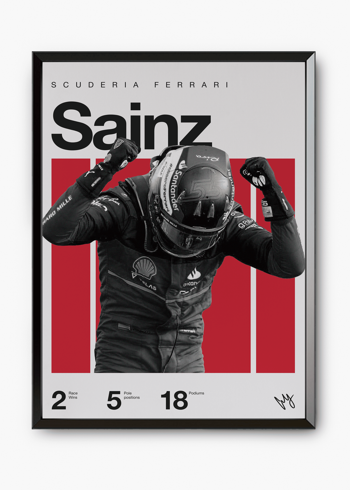 Quadro decorativo Carlos Sainz F1 — arte de automobilismo para parede | Cübe Quadros