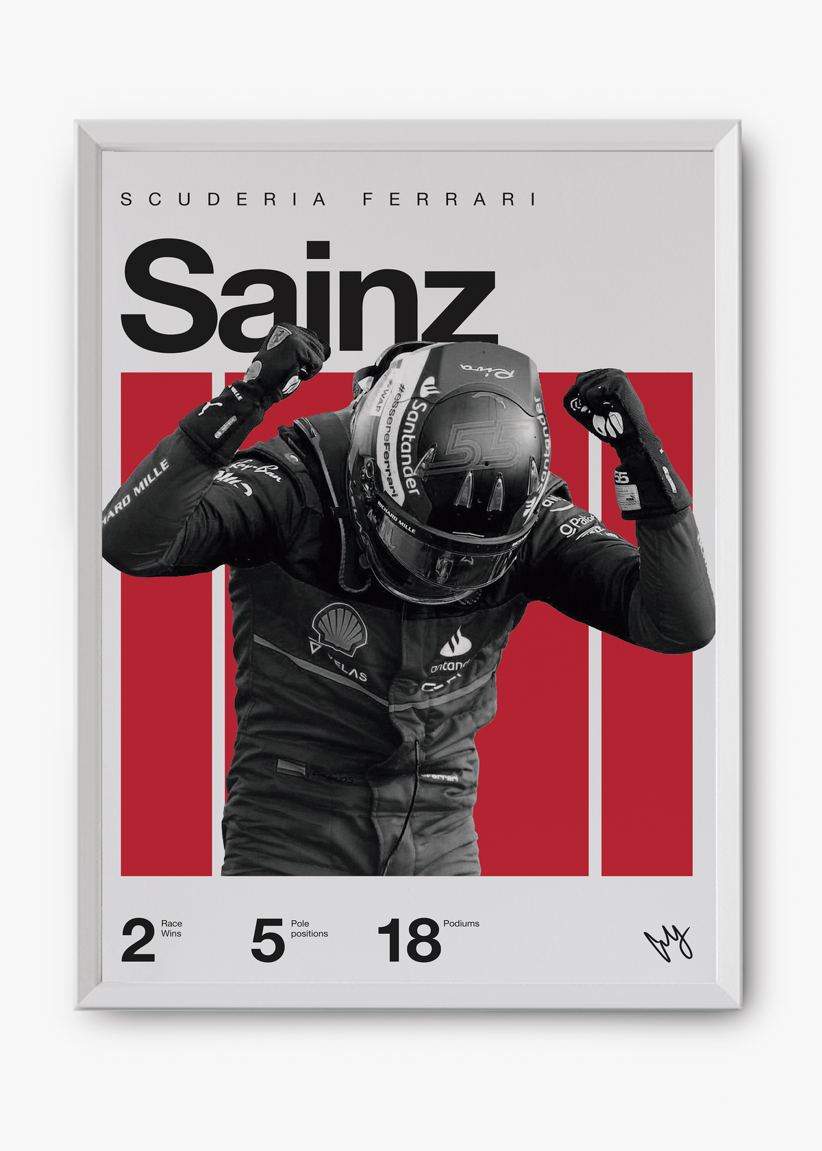 Quadro decorativo Carlos Sainz F1 — arte de automobilismo para parede | Cübe Quadros