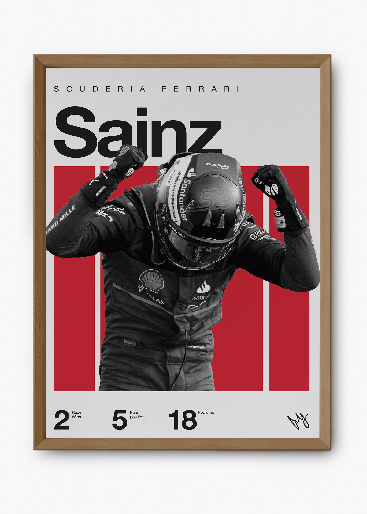 Quadro decorativo Carlos Sainz F1 — arte de automobilismo para parede | Cübe Quadros