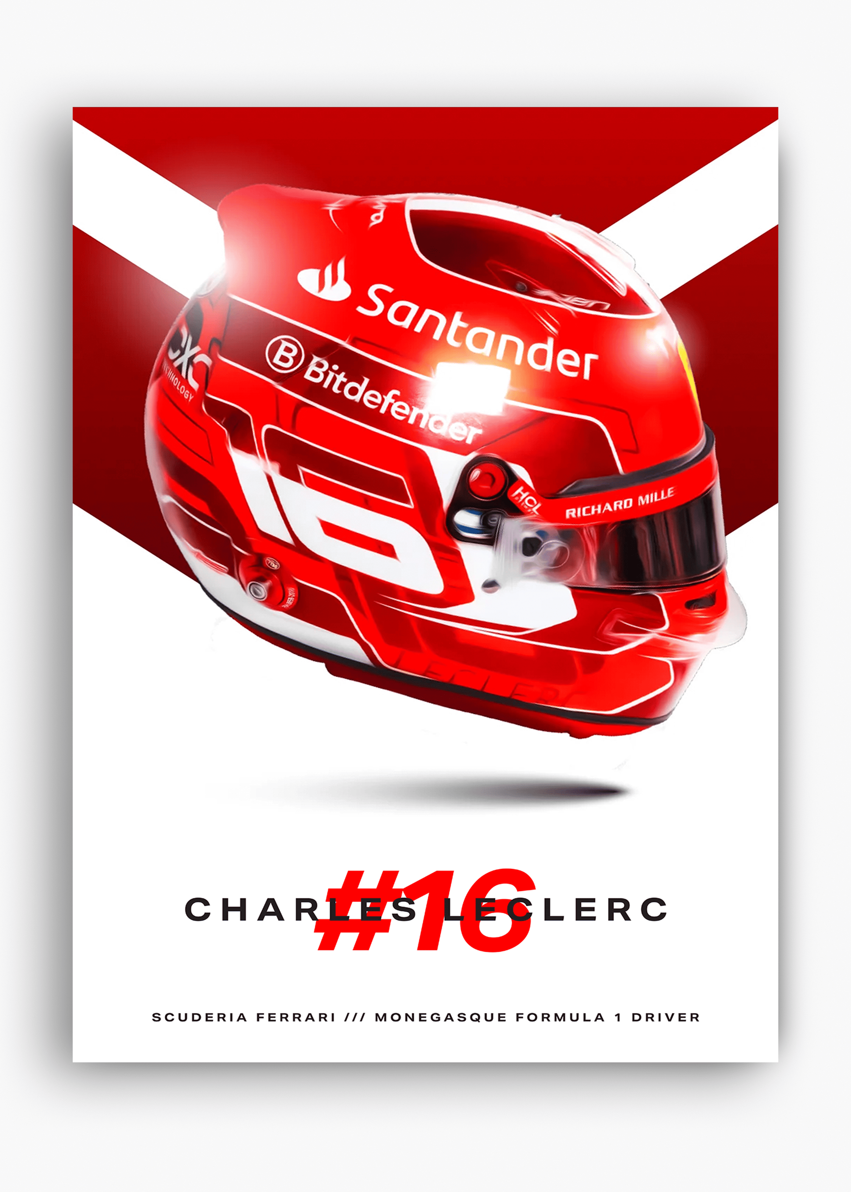 Quadro decorativo Charles Leclerc 2024 — arte de automobilismo para parede | Cübe Quadros