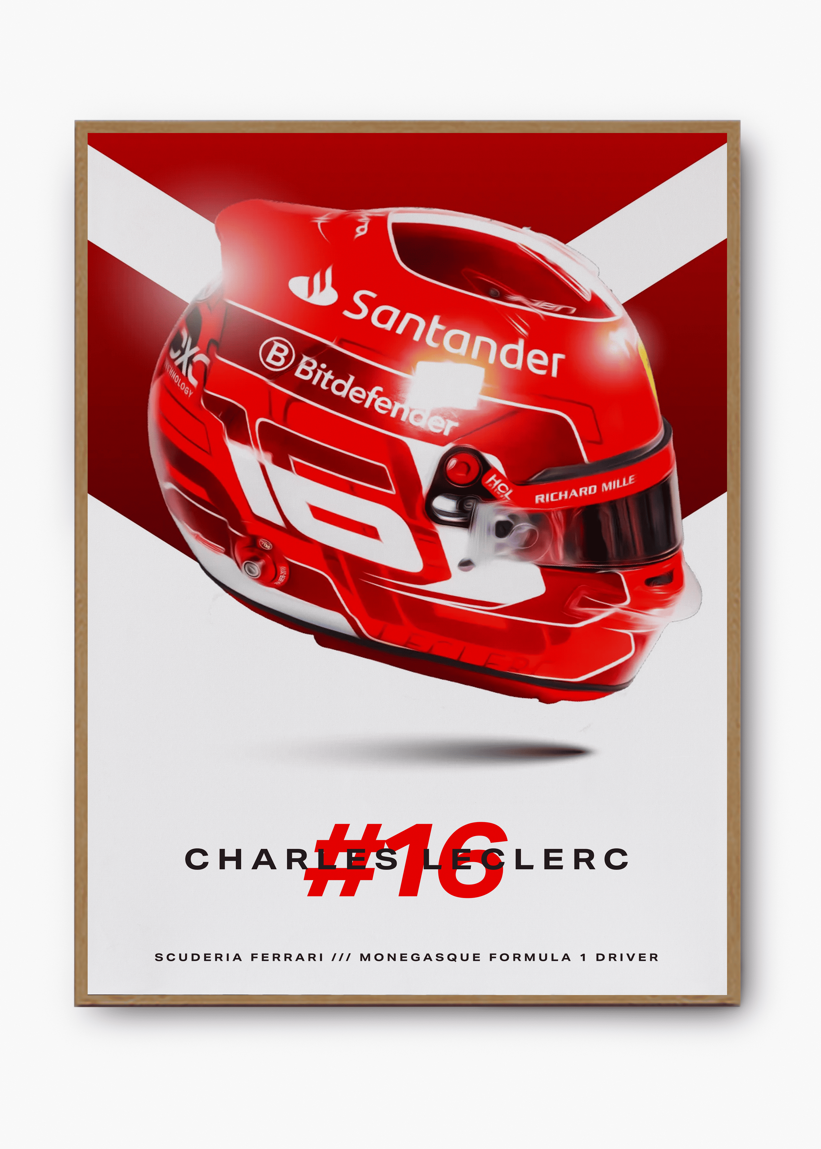Quadro decorativo Charles Leclerc 2024 — arte de automobilismo para parede | Cübe Quadros