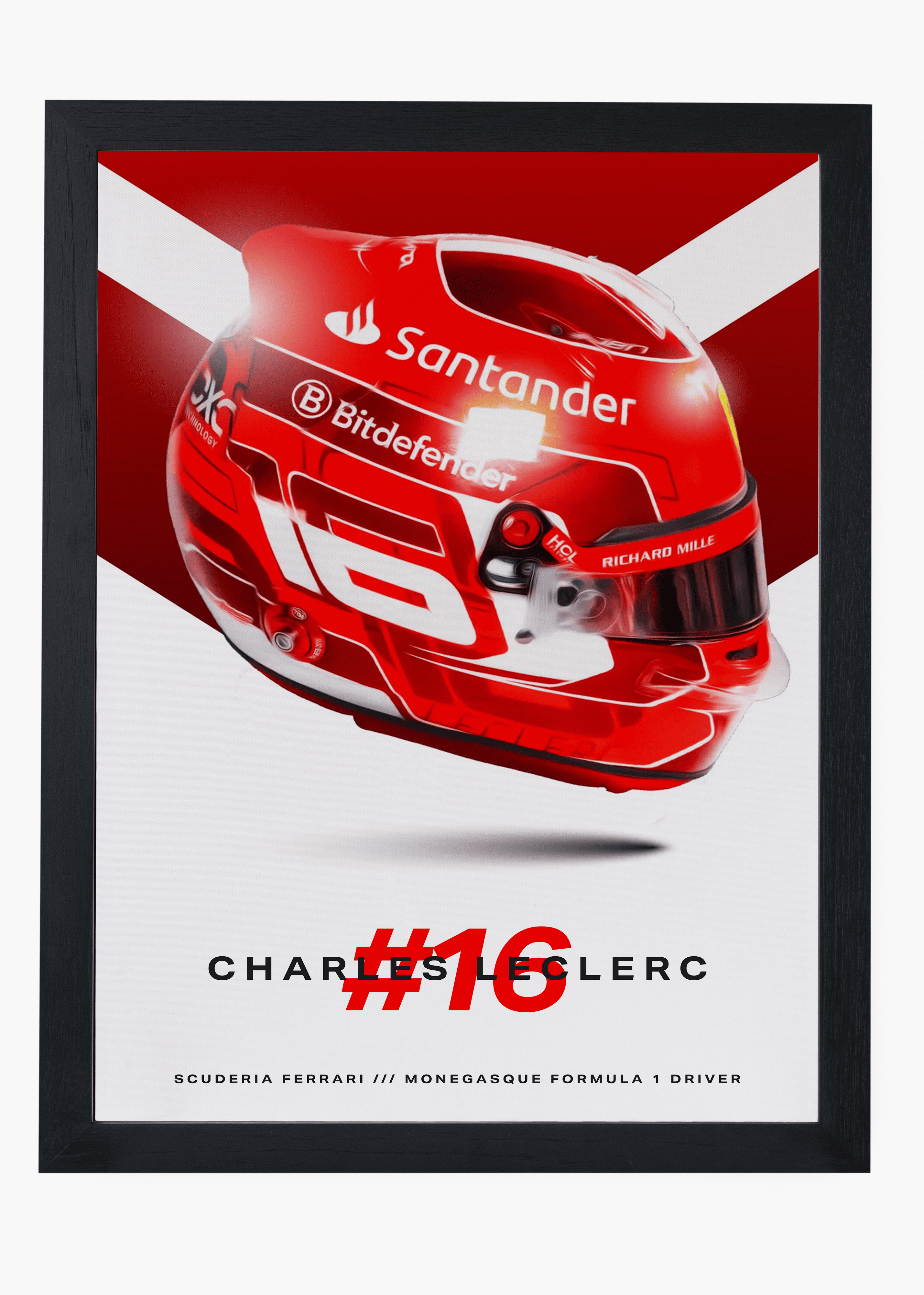 Quadro decorativo Charles Leclerc 2024 — arte de automobilismo para parede | Cübe Quadros
