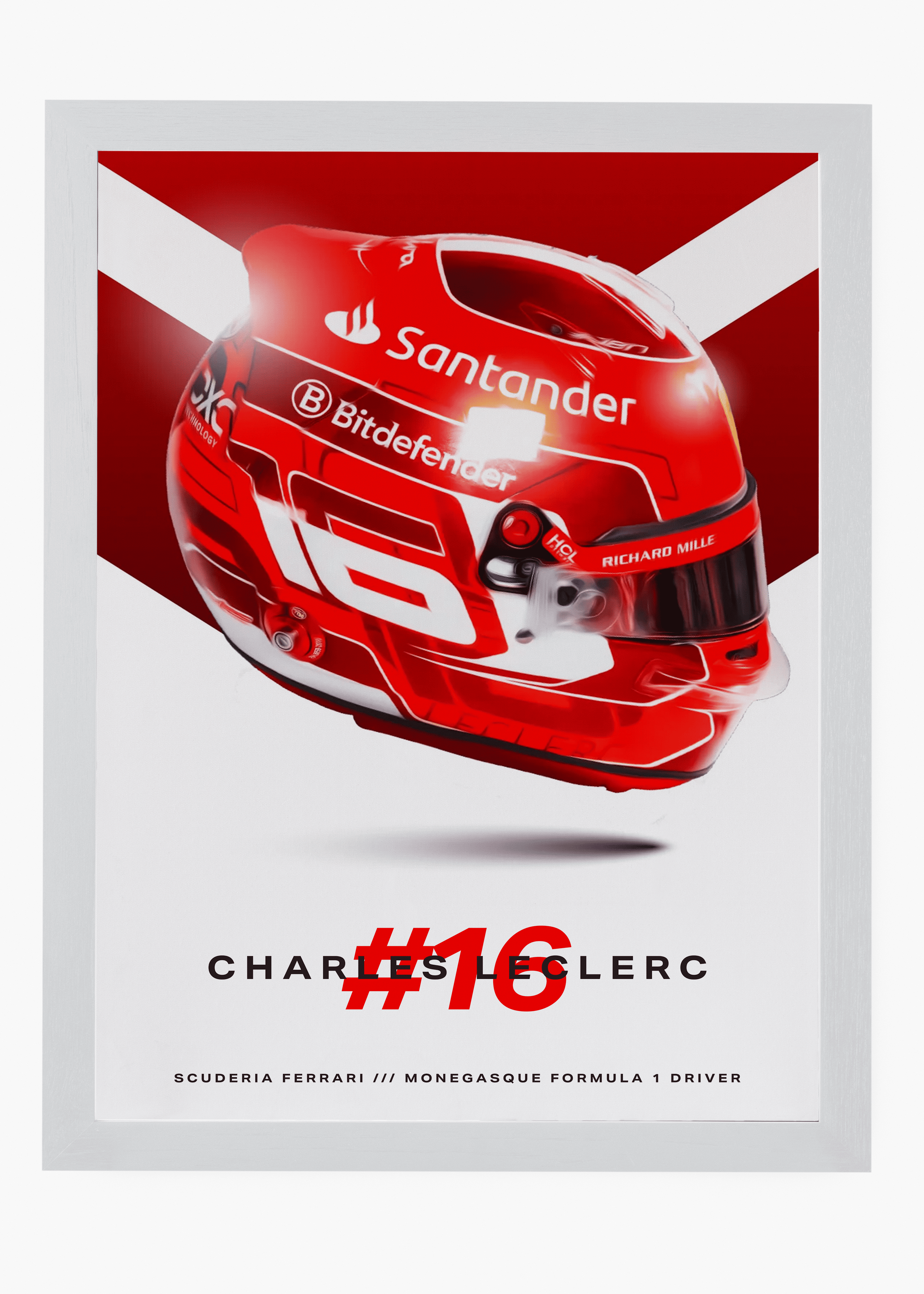 Quadro decorativo Charles Leclerc 2024 — arte de automobilismo para parede | Cübe Quadros