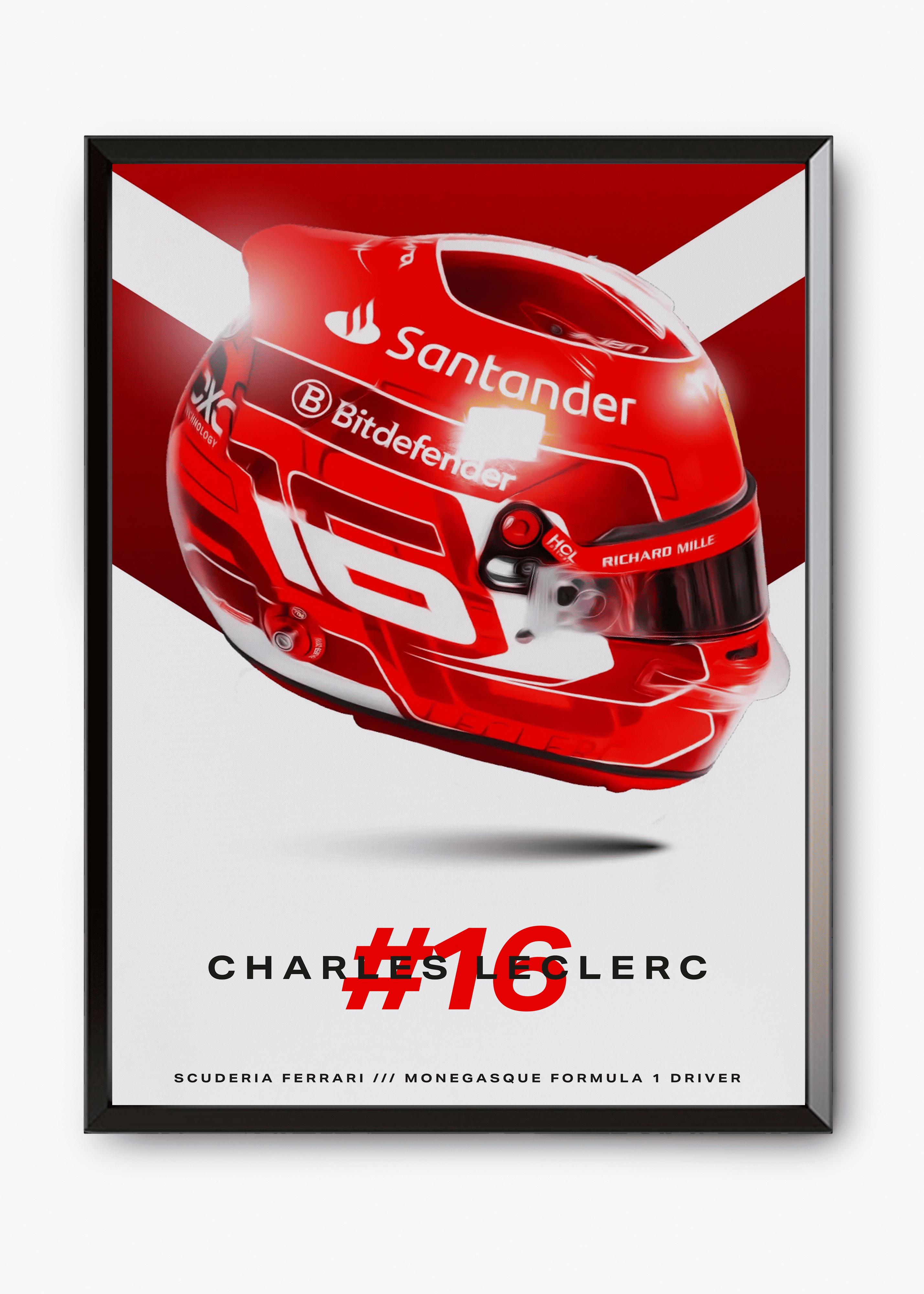 Quadro decorativo Charles Leclerc 2024 — arte de automobilismo para parede | Cübe Quadros