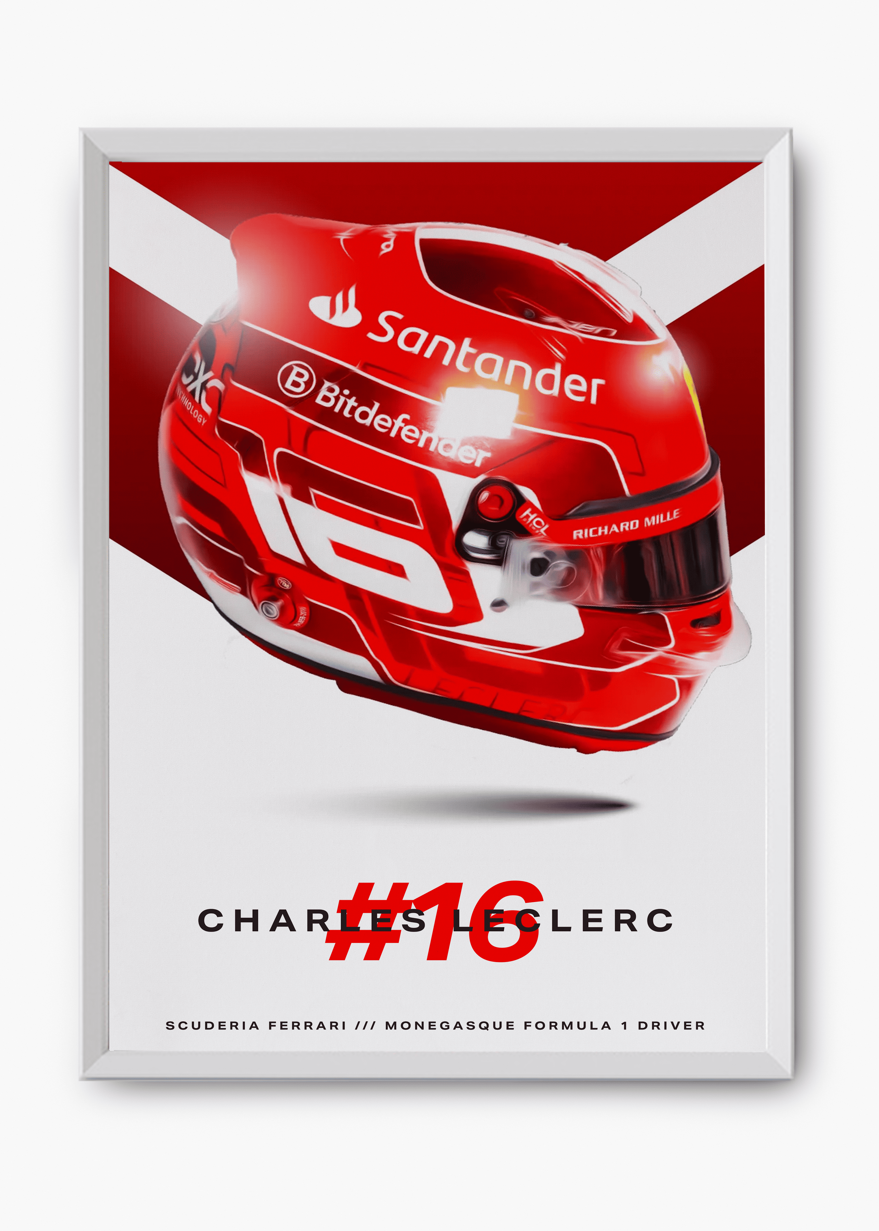 Quadro decorativo Charles Leclerc 2024 — arte de automobilismo para parede | Cübe Quadros