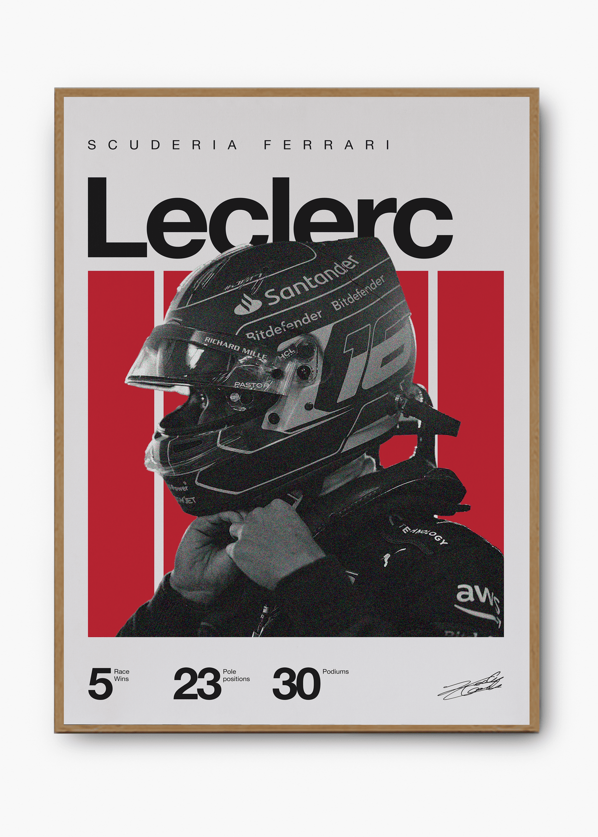 Quadro decorativo Charles Leclerc F1 — arte de automobilismo para parede | Cübe Quadros