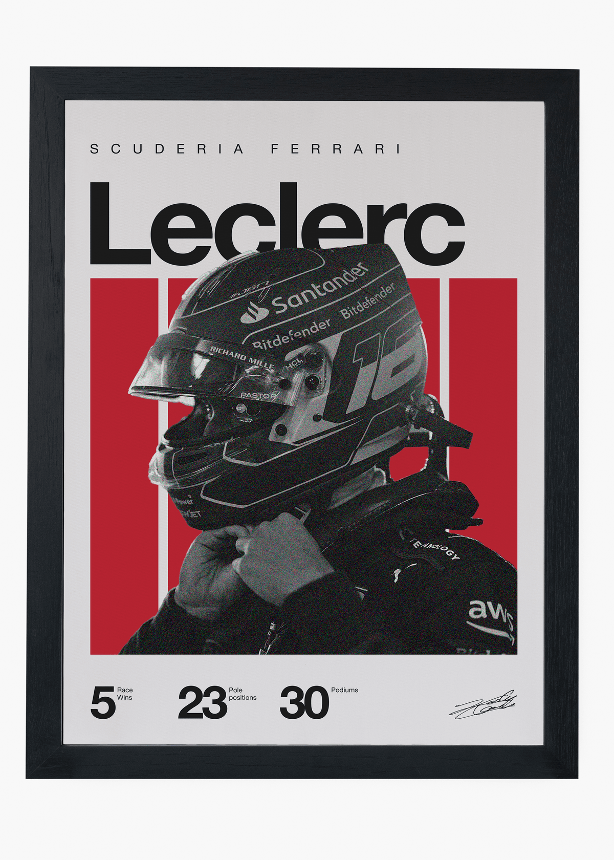 Quadro decorativo Charles Leclerc F1 — arte de automobilismo para parede | Cübe Quadros