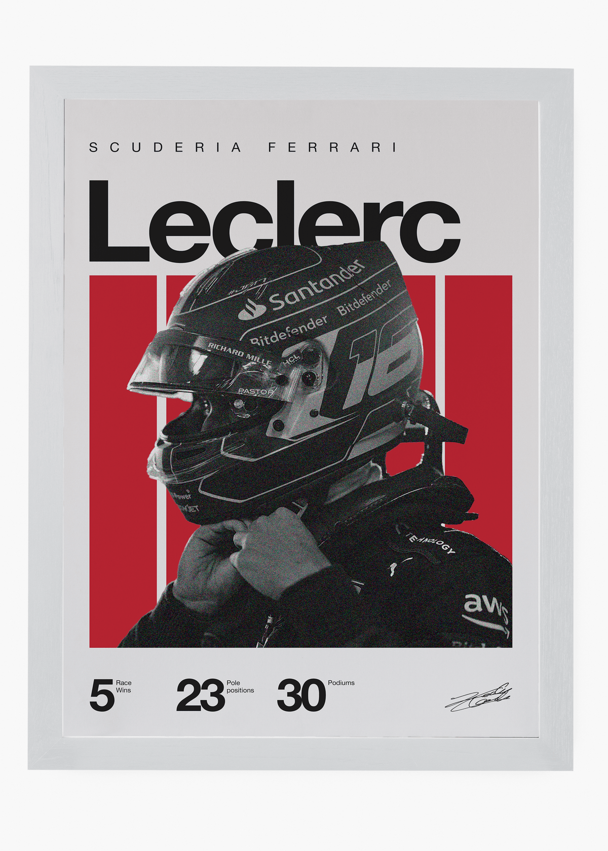 Quadro decorativo Charles Leclerc F1 — arte de automobilismo para parede | Cübe Quadros