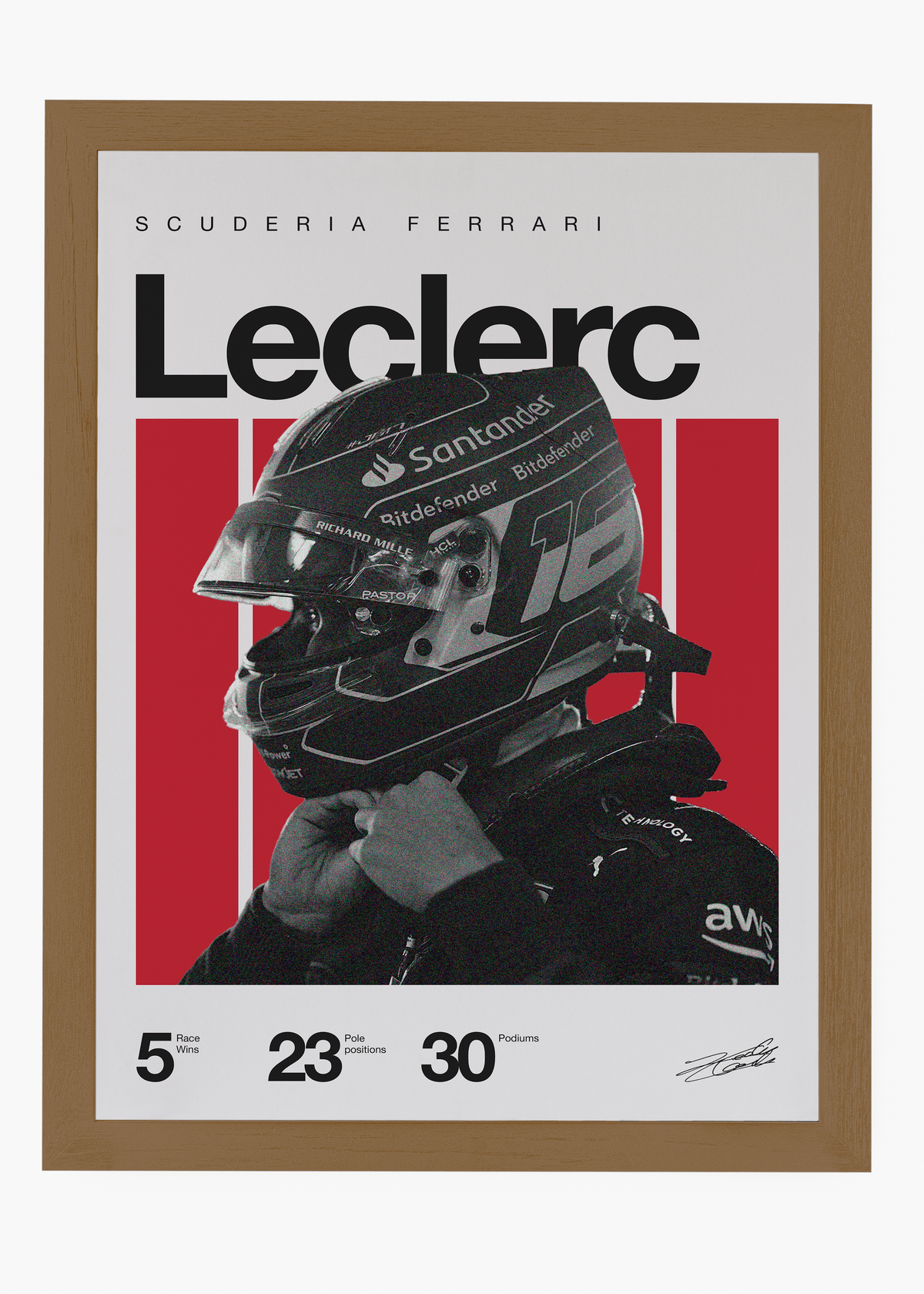 Quadro decorativo Charles Leclerc F1 — arte de automobilismo para parede | Cübe Quadros