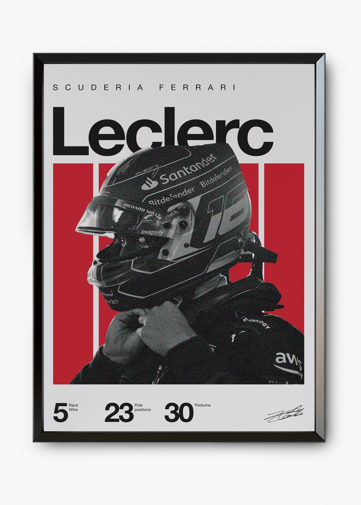 Quadro decorativo Charles Leclerc F1 — arte de automobilismo para parede | Cübe Quadros
