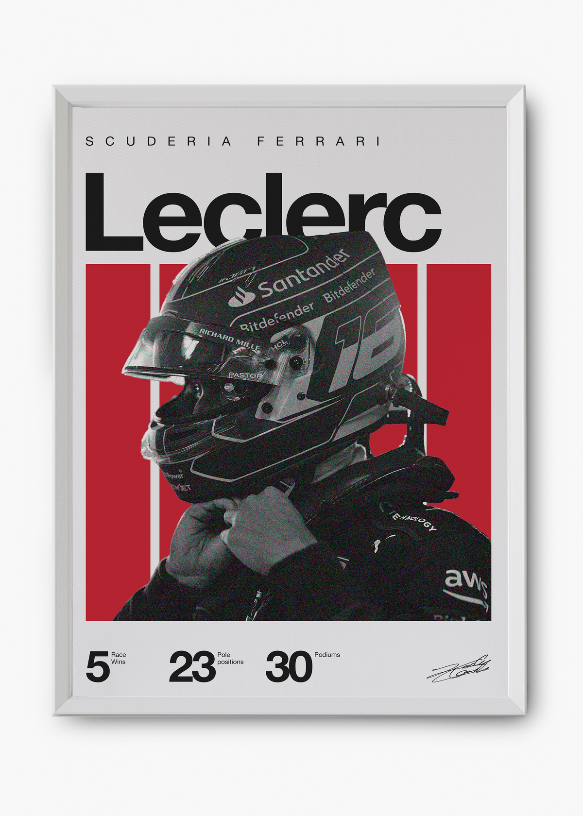 Quadro decorativo Charles Leclerc F1 — arte de automobilismo para parede | Cübe Quadros