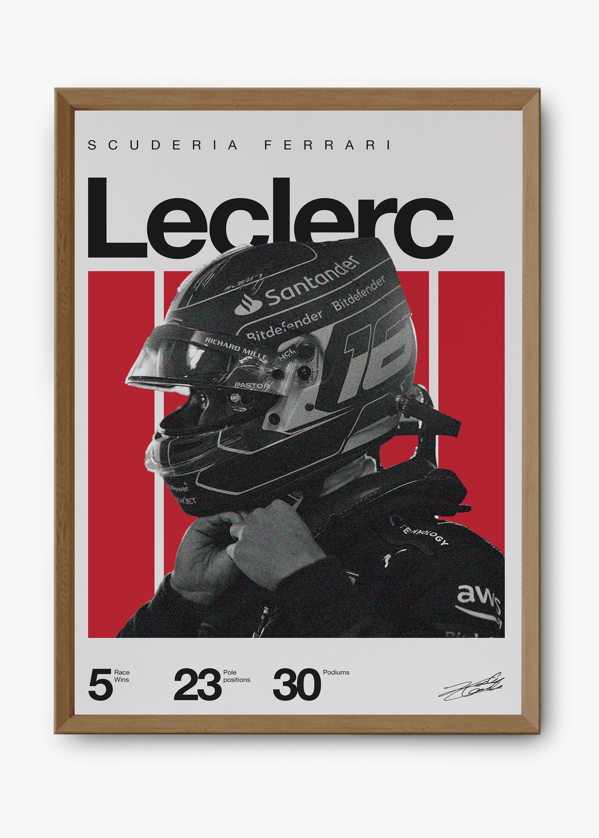 Quadro decorativo Charles Leclerc F1 — arte de automobilismo para parede | Cübe Quadros