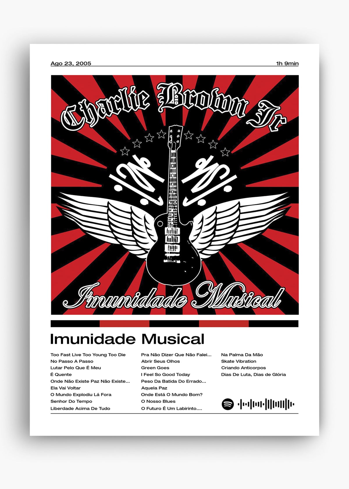 Quadro decorativo Charlie Brown Jr. Imunidade Musical — arte de rock brasileiro para parede | Cübe Quadros