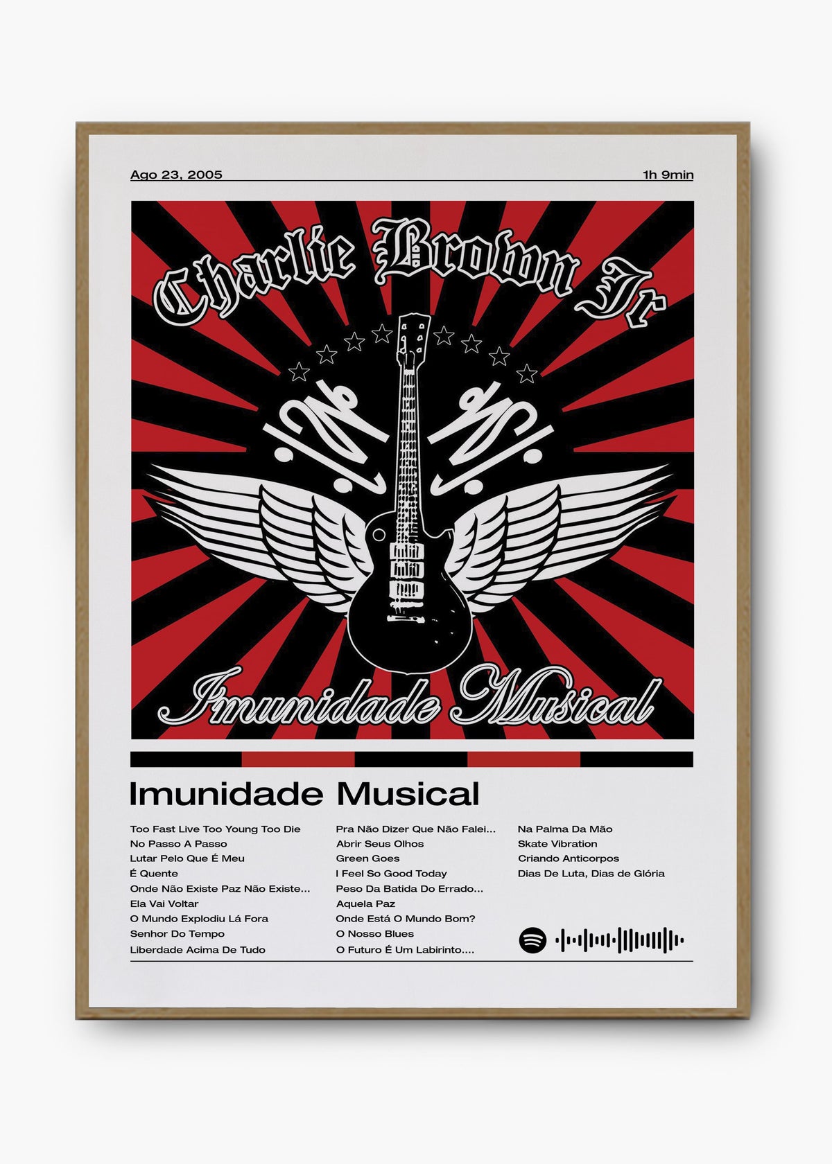 Quadro decorativo Charlie Brown Jr. Imunidade Musical — arte de rock brasileiro para parede | Cübe Quadros