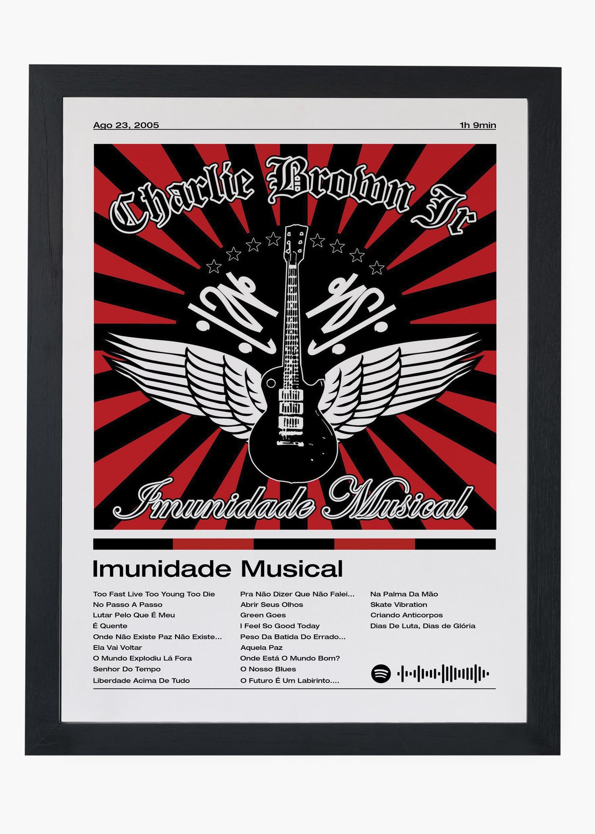 Quadro decorativo Charlie Brown Jr. Imunidade Musical — arte de rock brasileiro para parede | Cübe Quadros