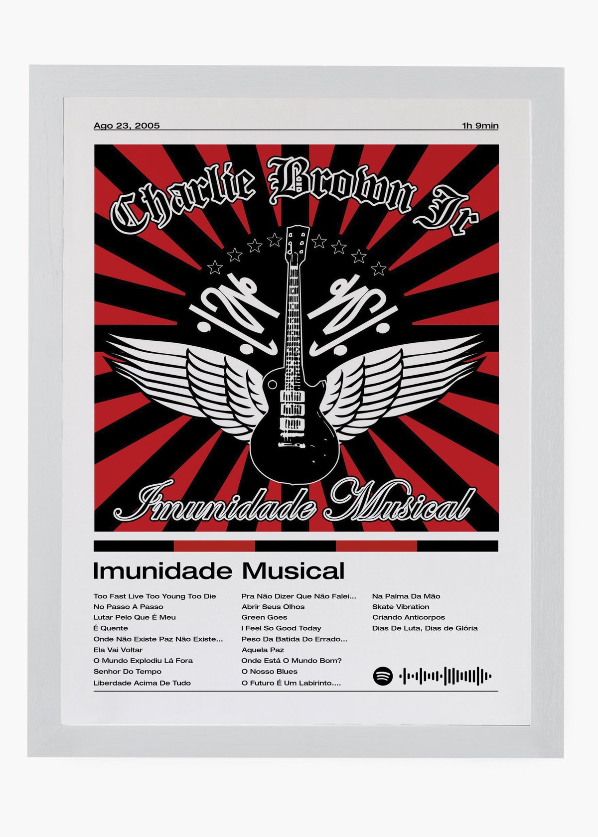 Quadro decorativo Charlie Brown Jr. Imunidade Musical — arte de rock brasileiro para parede | Cübe Quadros