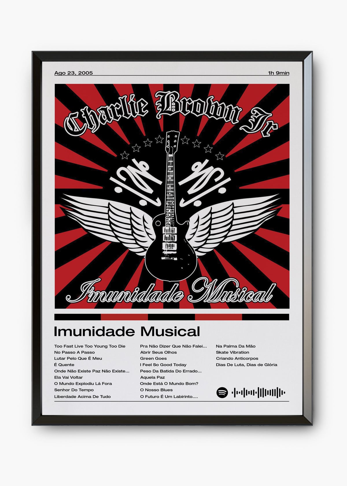 Quadro decorativo Charlie Brown Jr. Imunidade Musical — arte de rock brasileiro para parede | Cübe Quadros