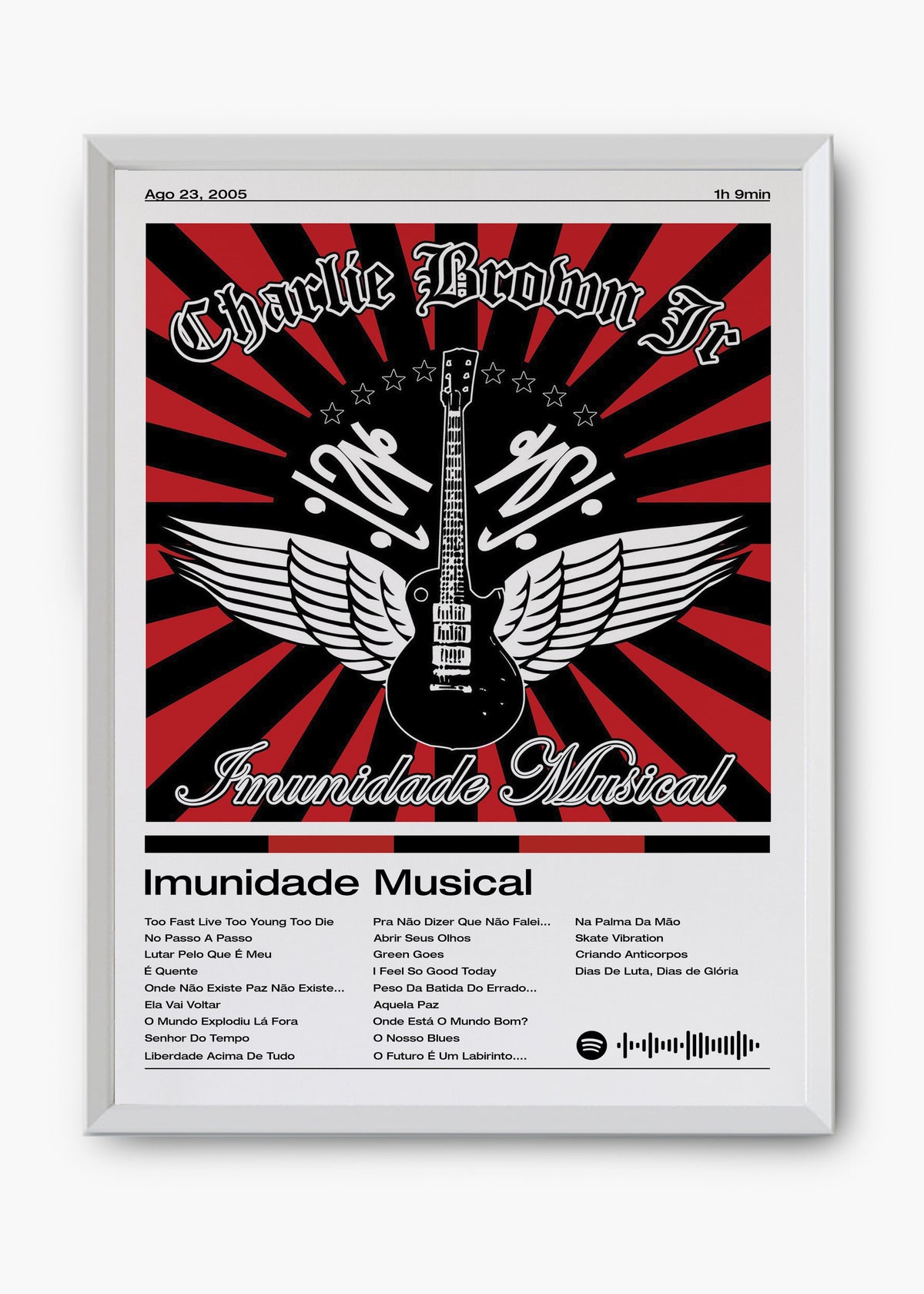 Quadro decorativo Charlie Brown Jr. Imunidade Musical — arte de rock brasileiro para parede | Cübe Quadros