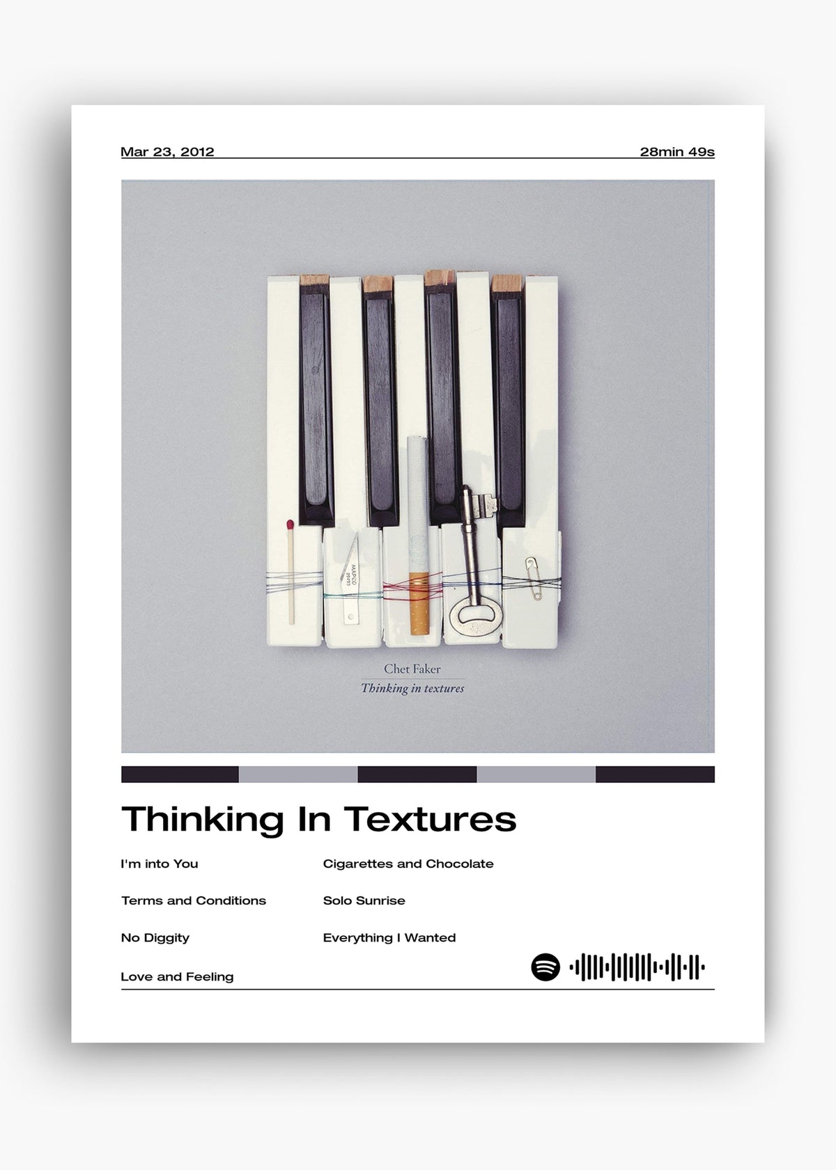 Quadro decorativo Chet Faker Thinking in Textures — arte de indie para parede | Cübe Quadros