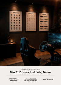 Trio de Quadros Formula 1 - Drivers, Helmet, Teams