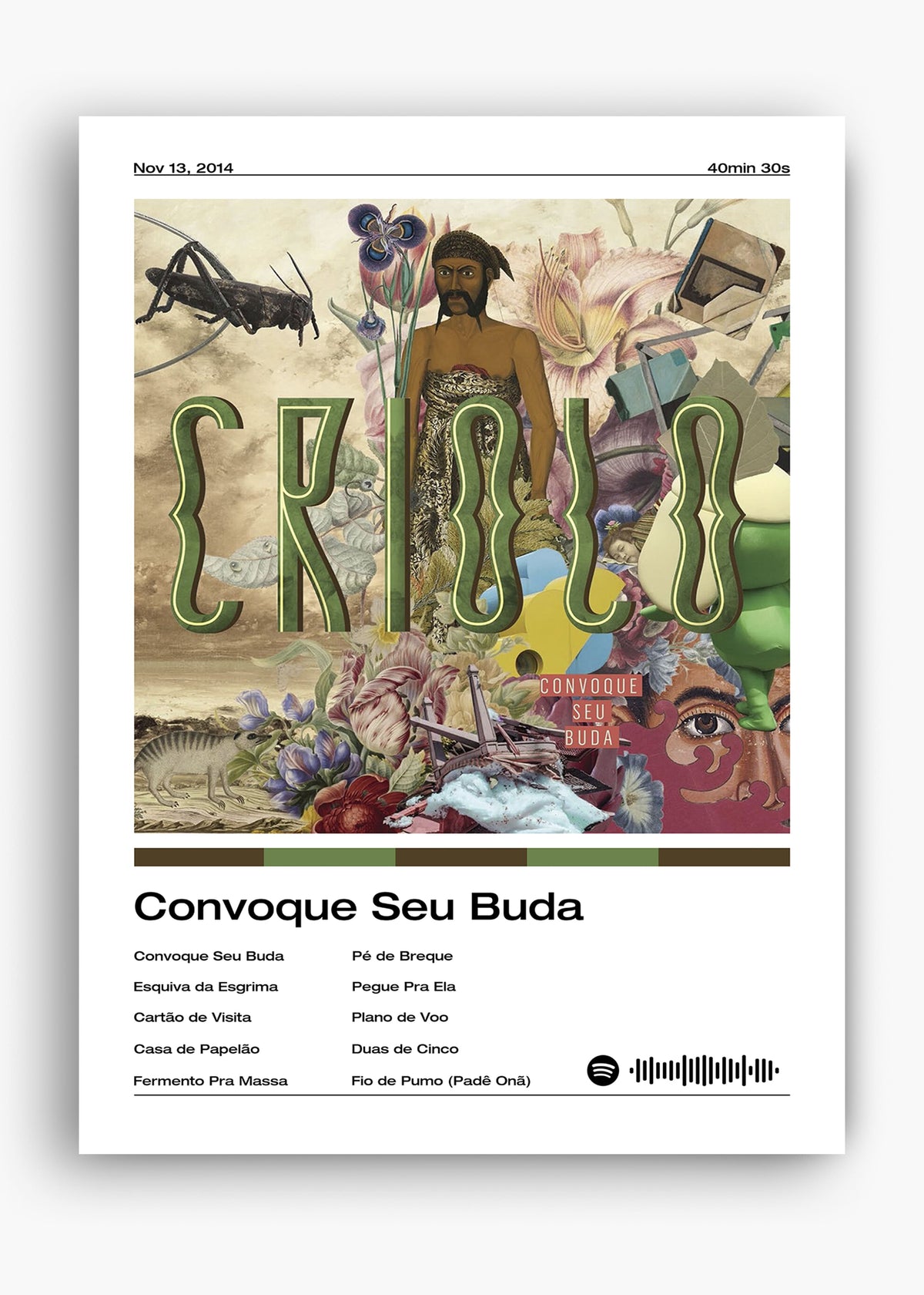 Quadro decorativo Criolo Convoque Seu Buda — arte de rap brasileiro para parede | Cübe Quadros