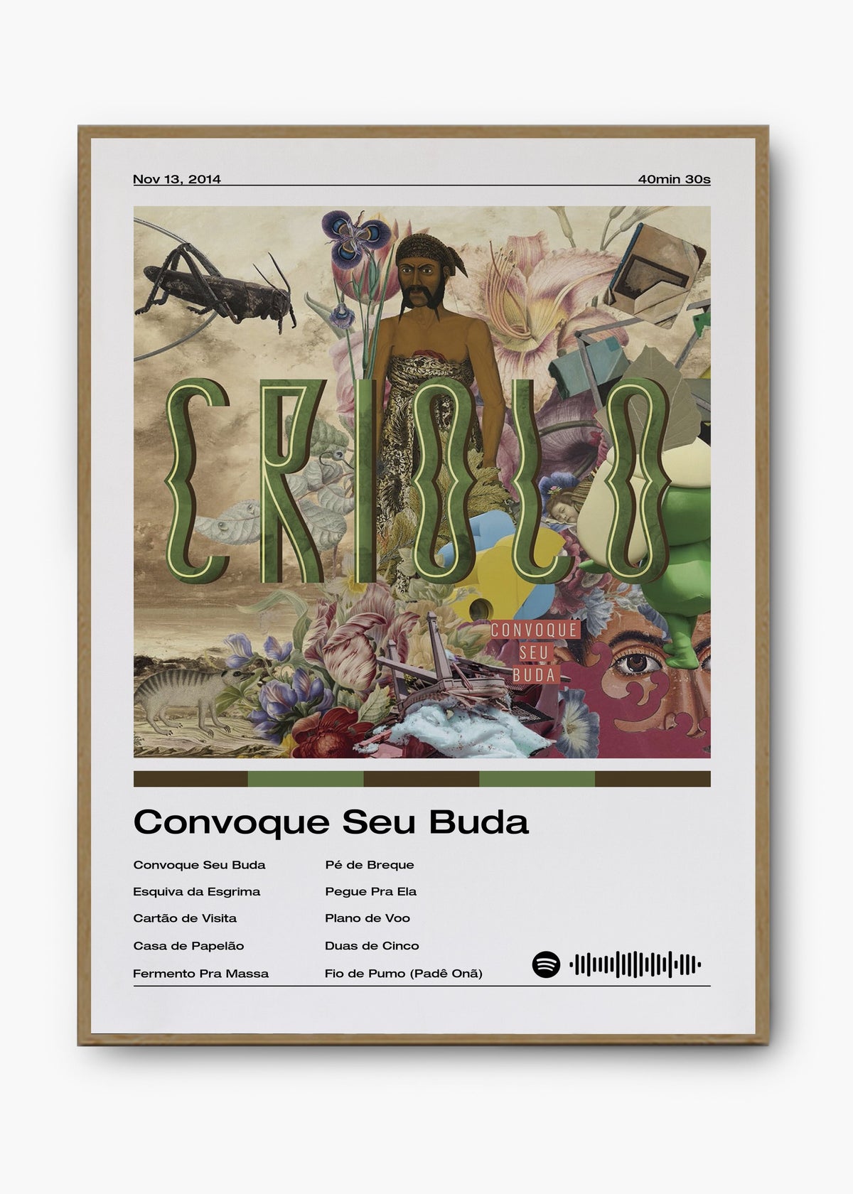 Quadro decorativo Criolo Convoque Seu Buda — arte de rap brasileiro para parede | Cübe Quadros