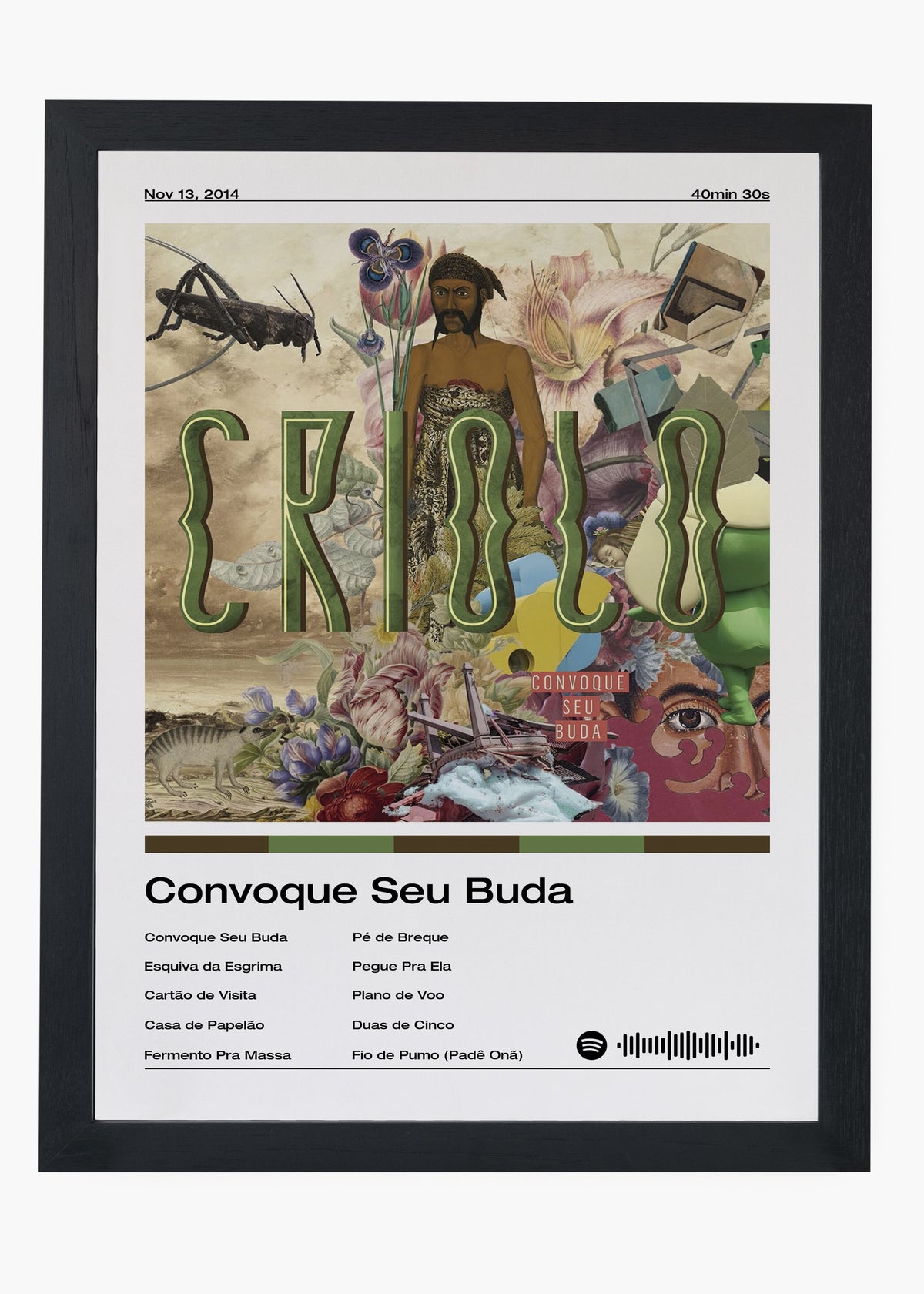 Quadro decorativo Criolo Convoque Seu Buda — arte de rap brasileiro para parede | Cübe Quadros