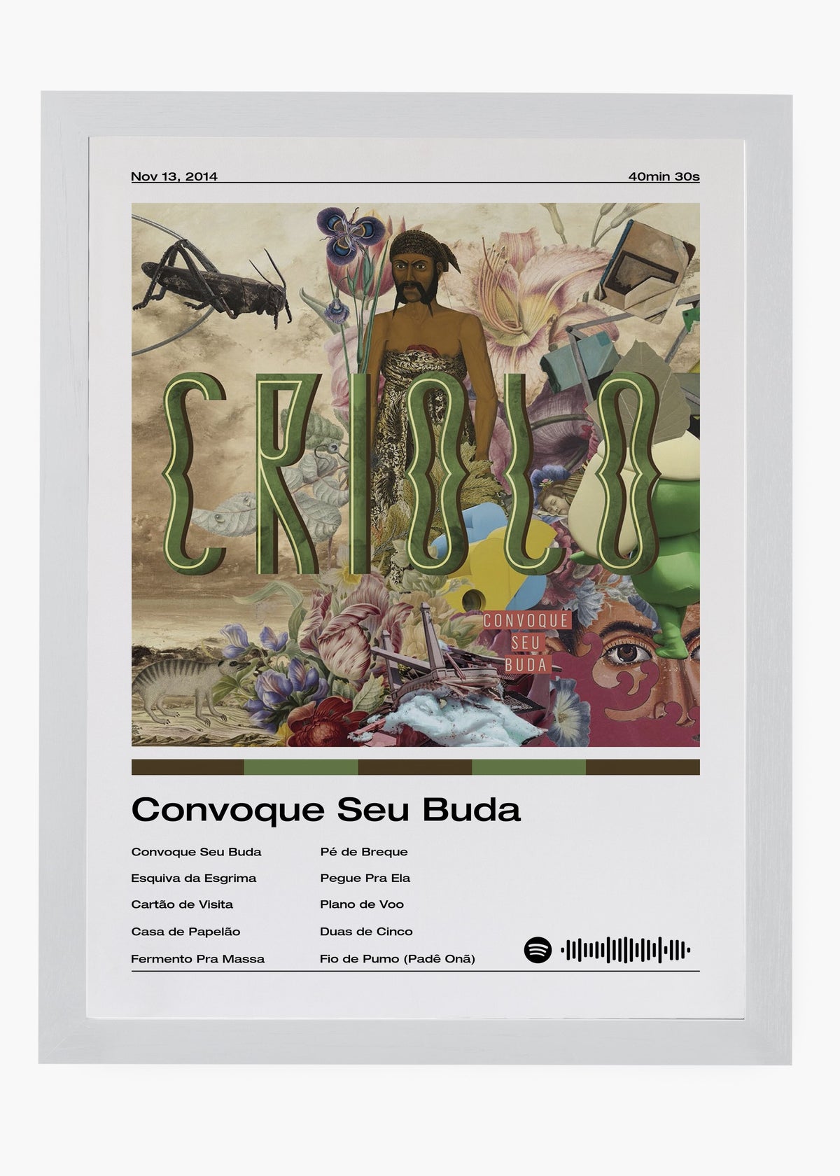 Quadro decorativo Criolo Convoque Seu Buda — arte de rap brasileiro para parede | Cübe Quadros