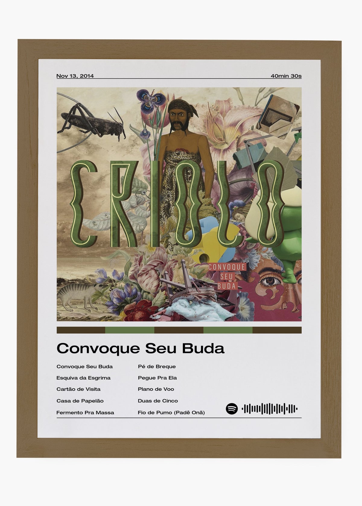 Quadro decorativo Criolo Convoque Seu Buda — arte de rap brasileiro para parede | Cübe Quadros