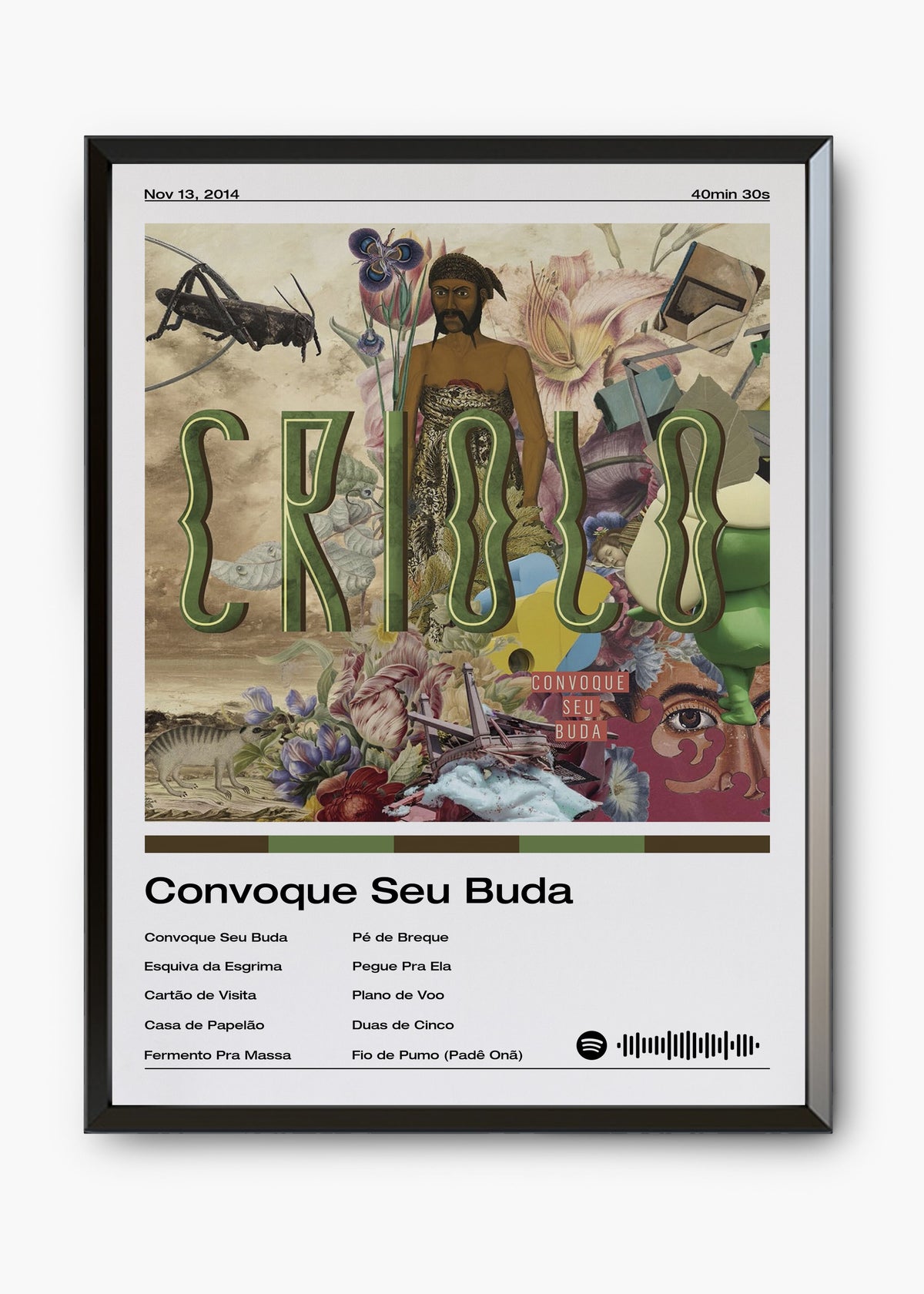 Quadro decorativo Criolo Convoque Seu Buda — arte de rap brasileiro para parede | Cübe Quadros