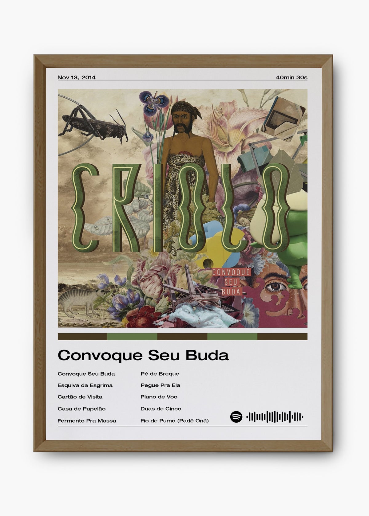 Quadro decorativo Criolo Convoque Seu Buda — arte de rap brasileiro para parede | Cübe Quadros