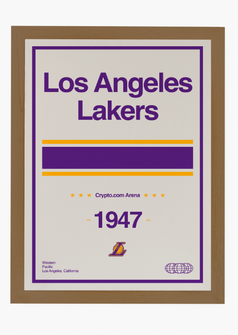 Quadro decorativo NBA Los Angeles Lakers — arte de basquete para parede | Cübe Quadros