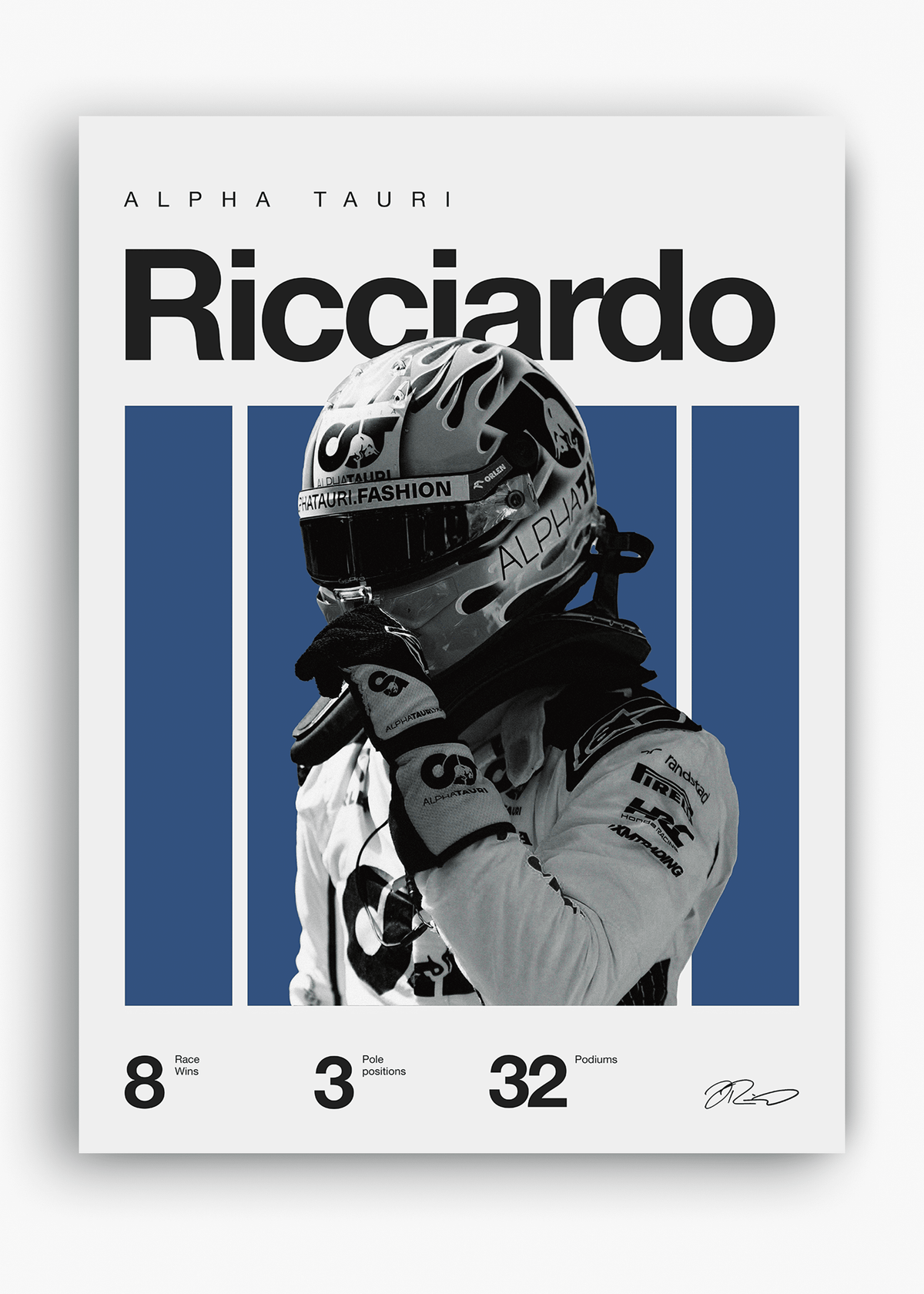Quadro decorativo Daniel Ricciardo F1 — arte de automobilismo para parede | Cübe Quadros