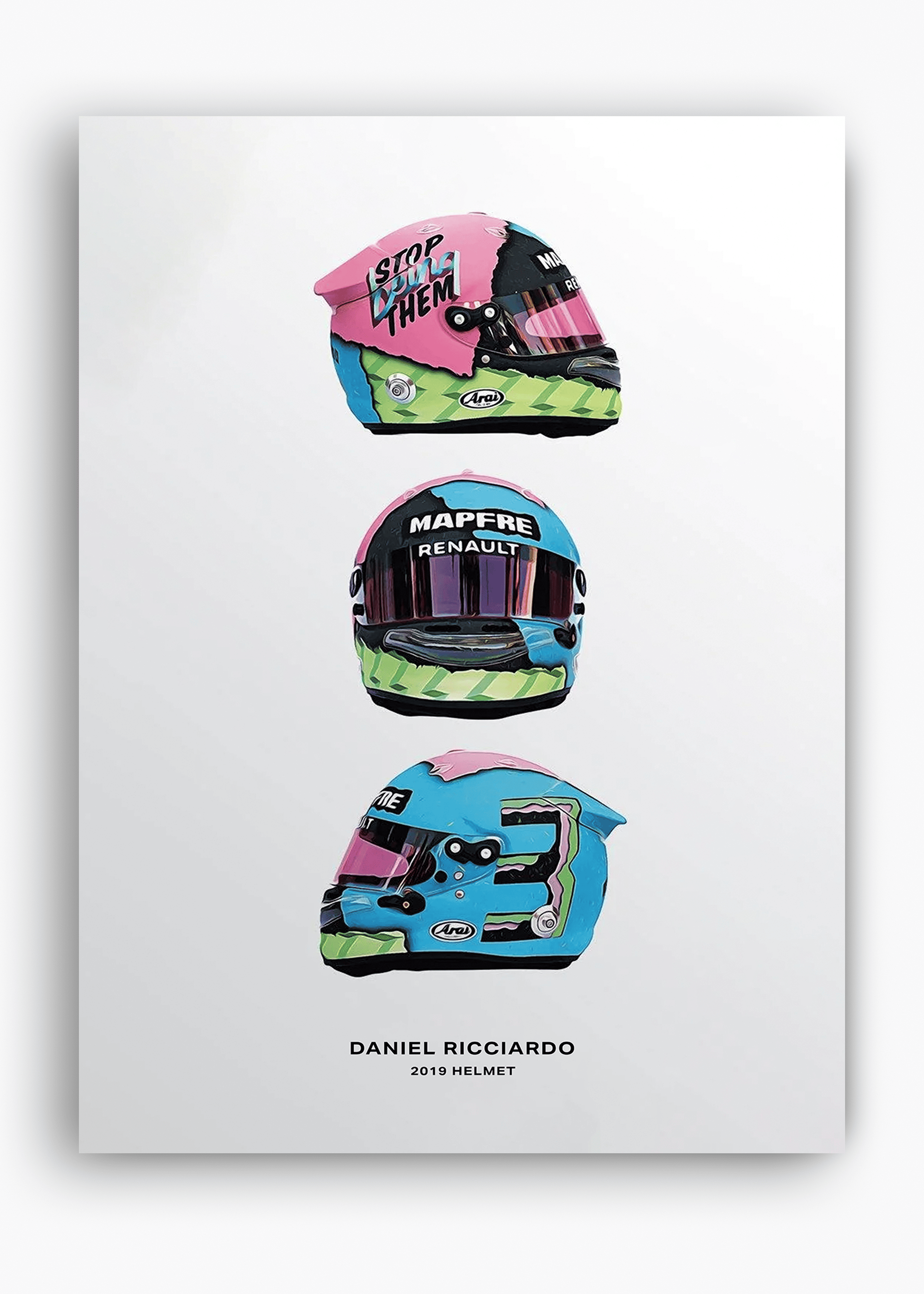 Quadro decorativo Daniel Ricciardo 2019 — arte de automobilismo para parede | Cübe Quadros
