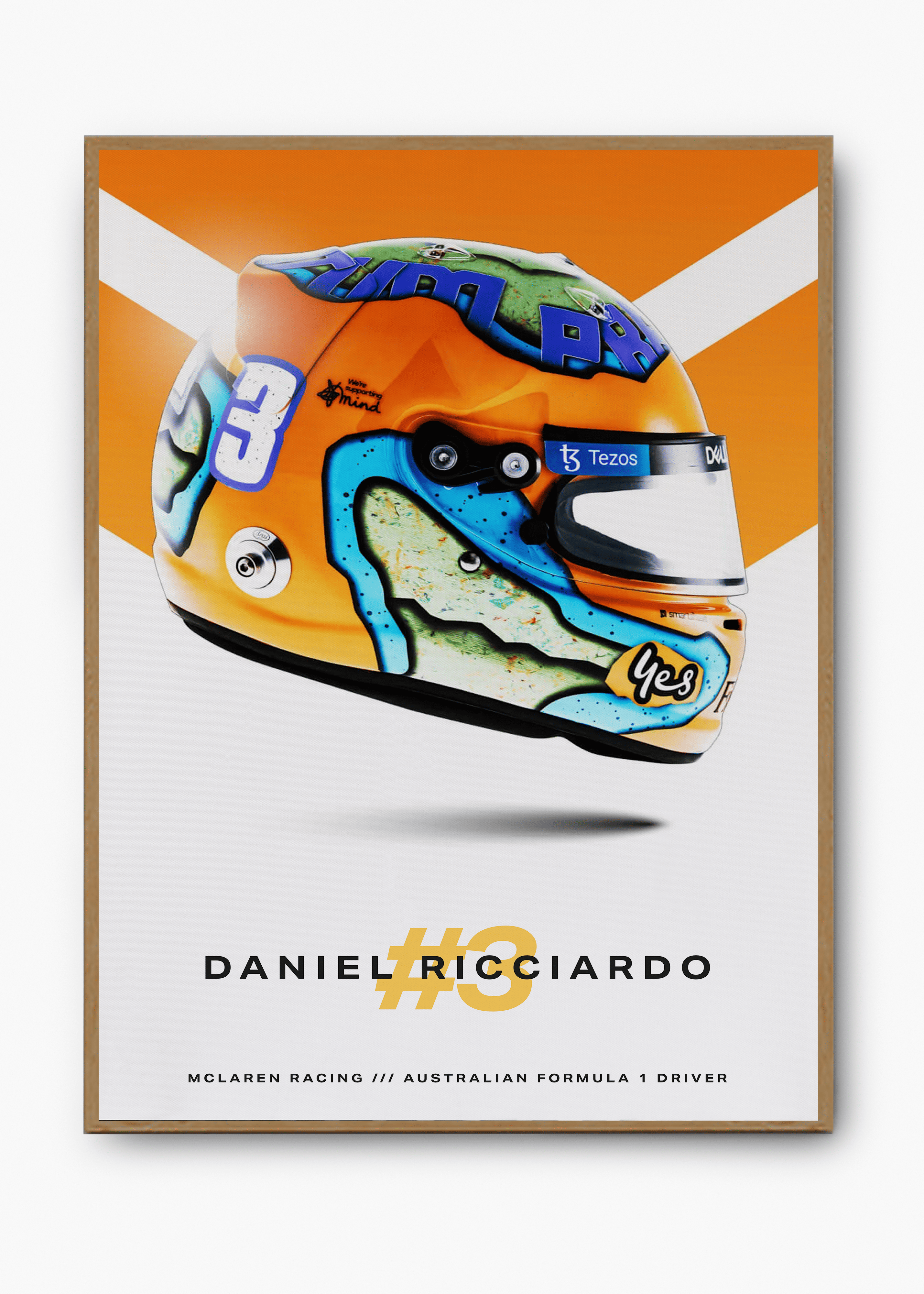 Quadro decorativo Daniel Ricciardo 2022 — arte de automobilismo para parede | Cübe Quadros
