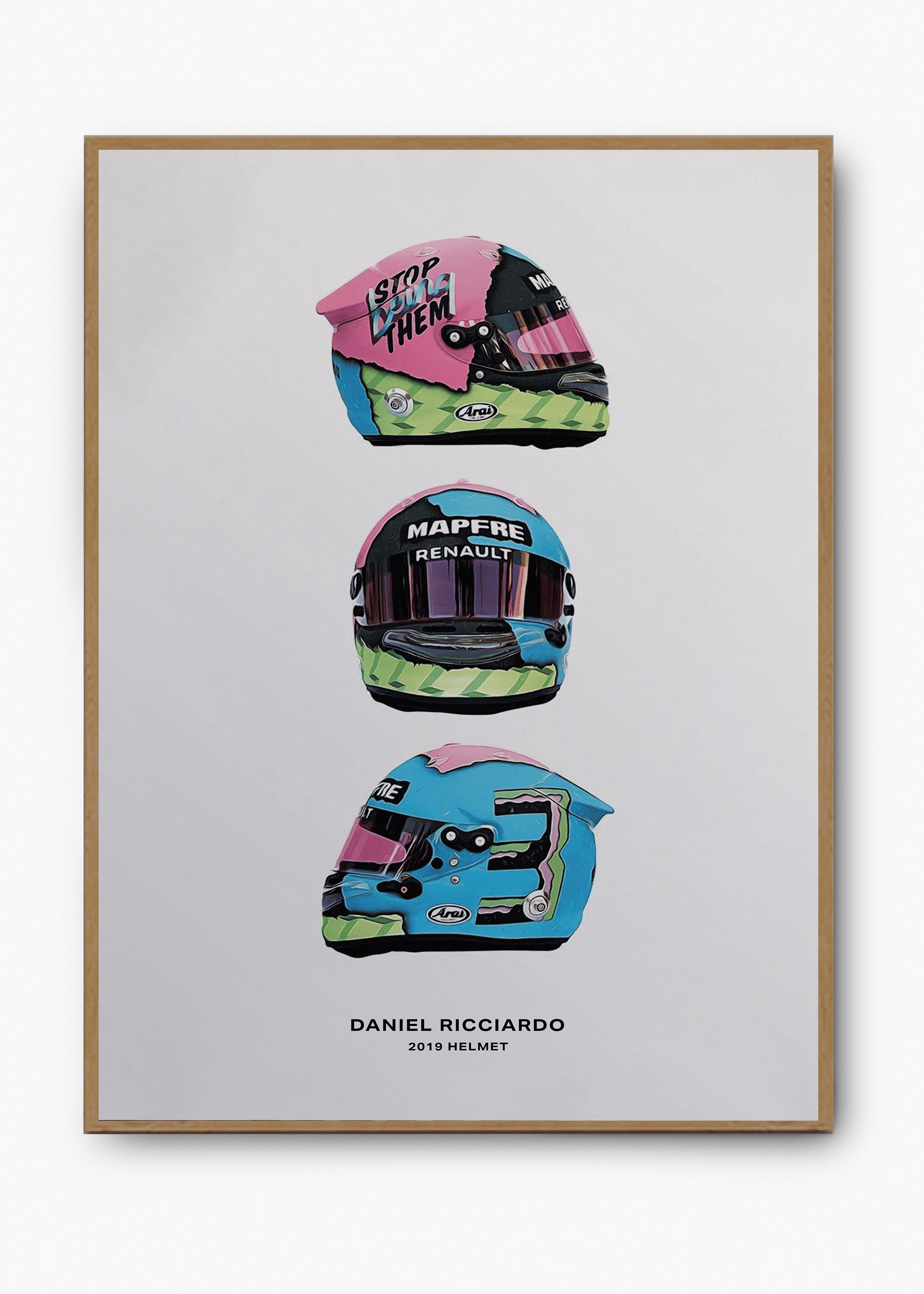 Quadro decorativo Daniel Ricciardo 2019 — arte de automobilismo para parede | Cübe Quadros