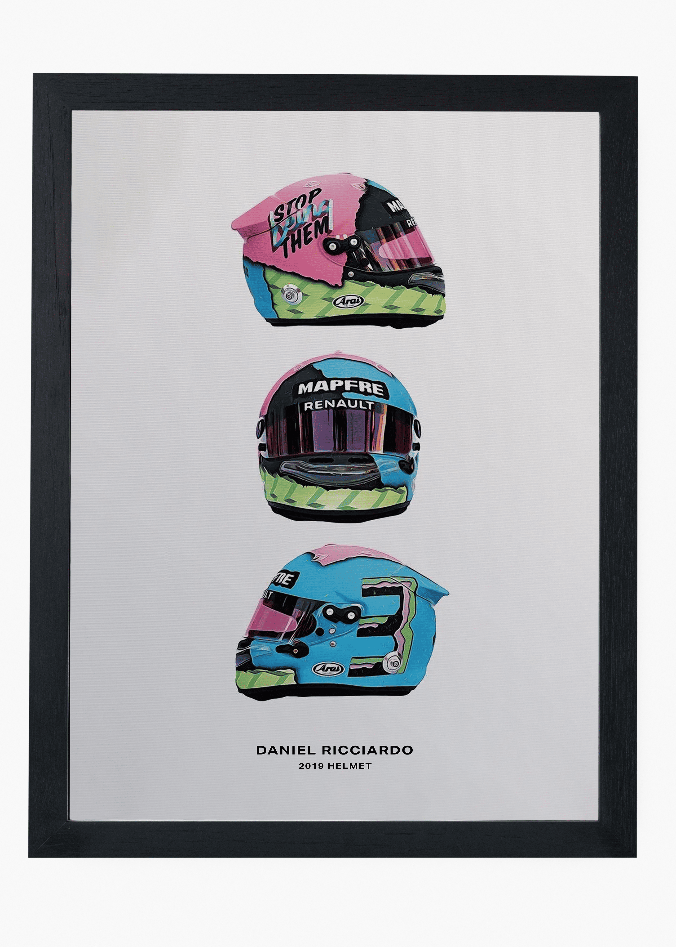 Quadro decorativo Daniel Ricciardo 2019 — arte de automobilismo para parede | Cübe Quadros