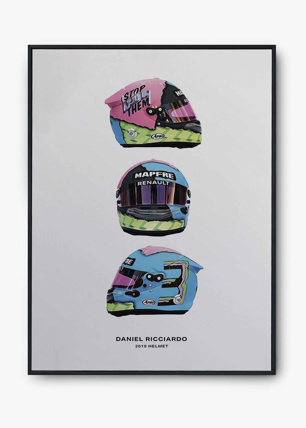 Quadro Capacete Daniel Ricciardo 2019 Fórmula 1