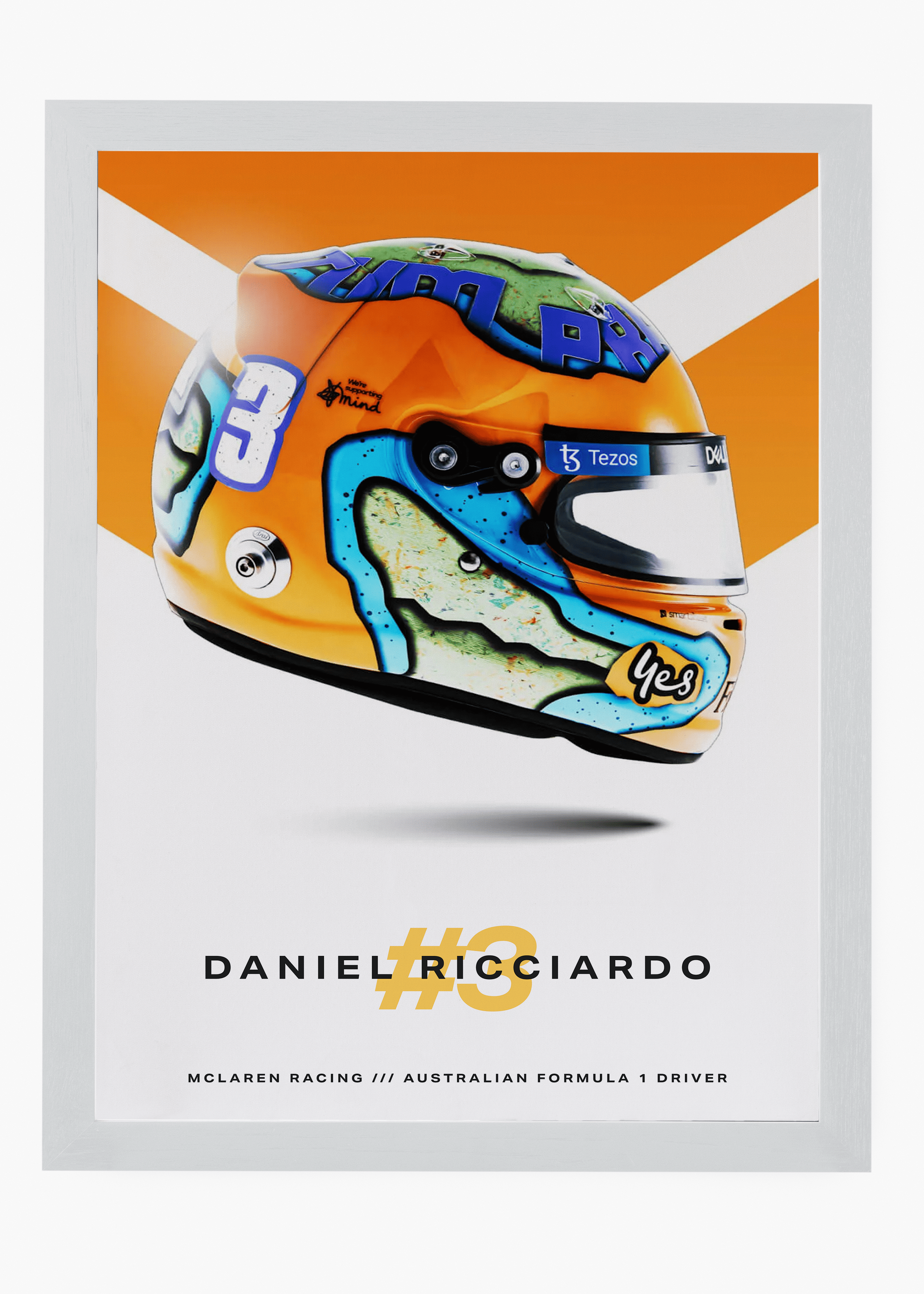 Quadro decorativo Daniel Ricciardo 2022 — arte de automobilismo para parede | Cübe Quadros