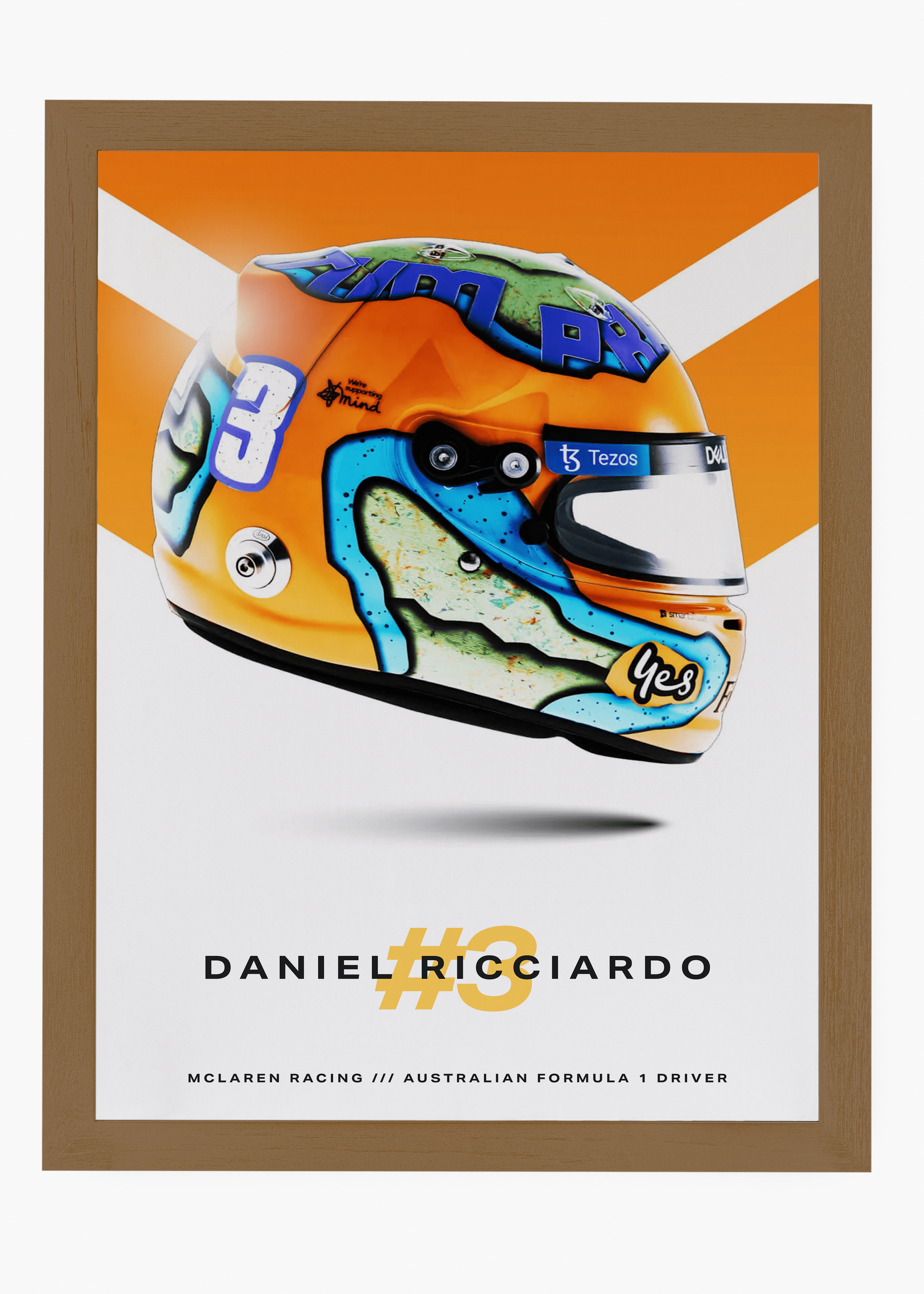 Quadro decorativo Daniel Ricciardo 2022 — arte de automobilismo para parede | Cübe Quadros