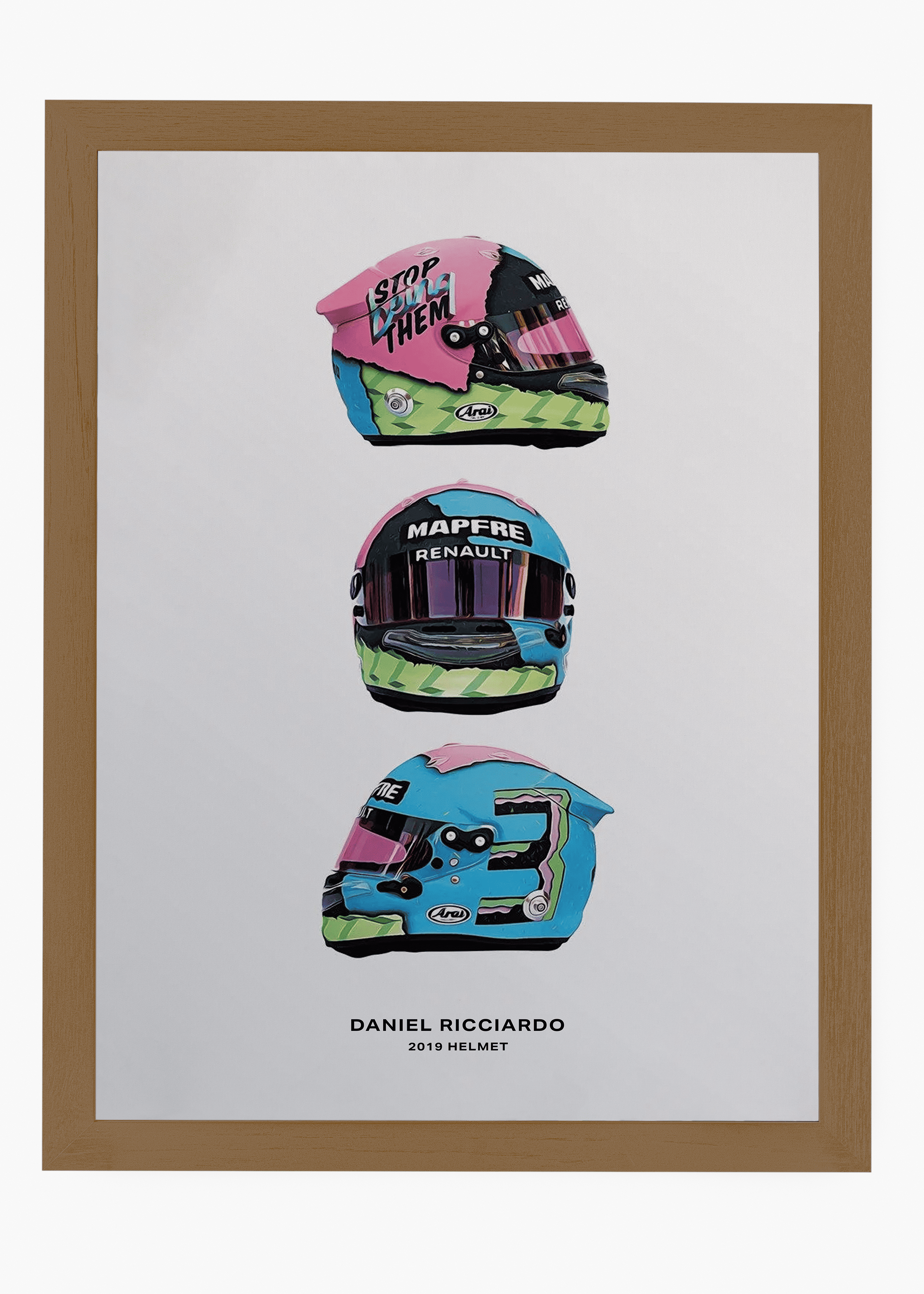 Quadro decorativo Daniel Ricciardo 2019 — arte de automobilismo para parede | Cübe Quadros