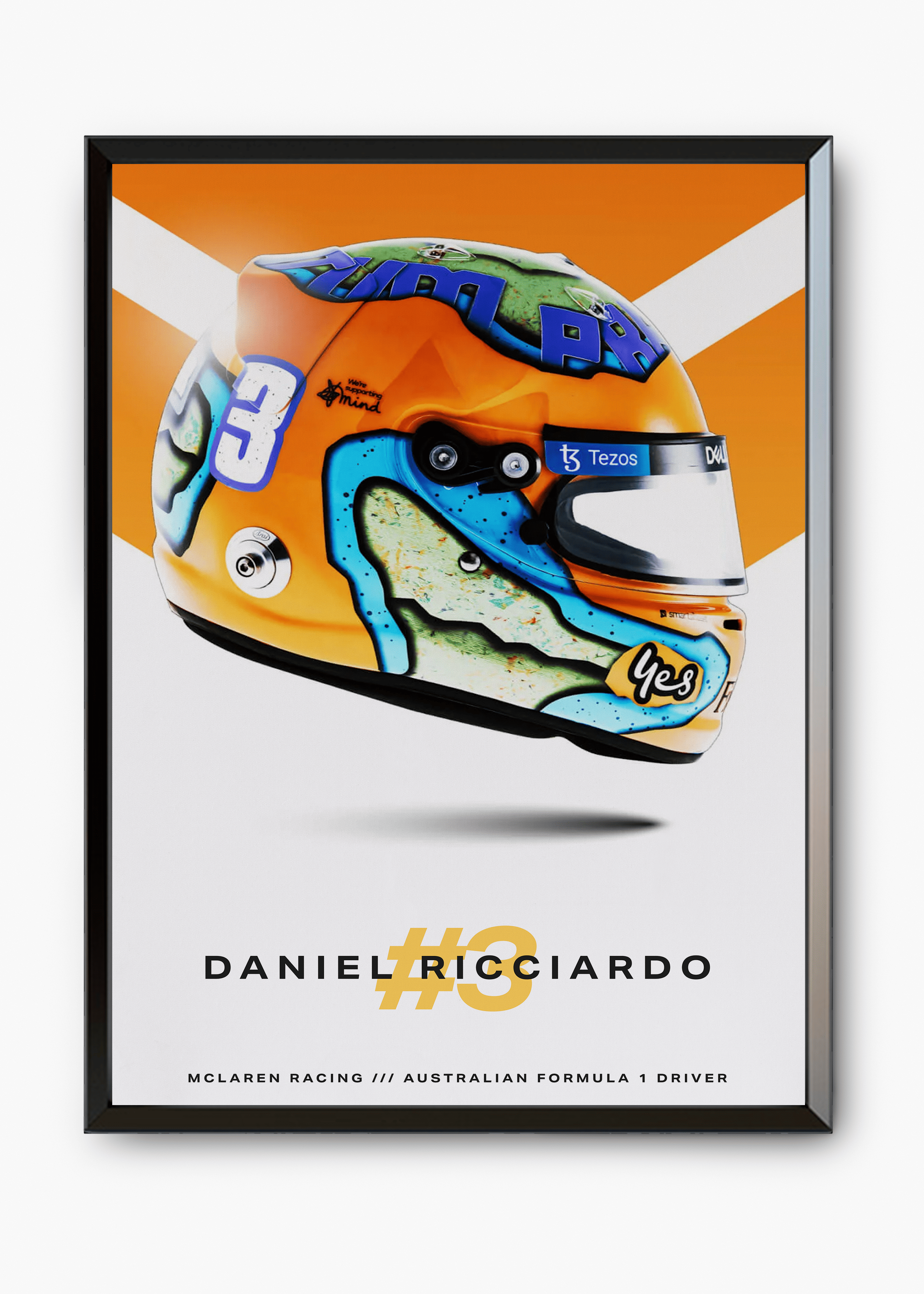 Quadro decorativo Daniel Ricciardo 2022 — arte de automobilismo para parede | Cübe Quadros