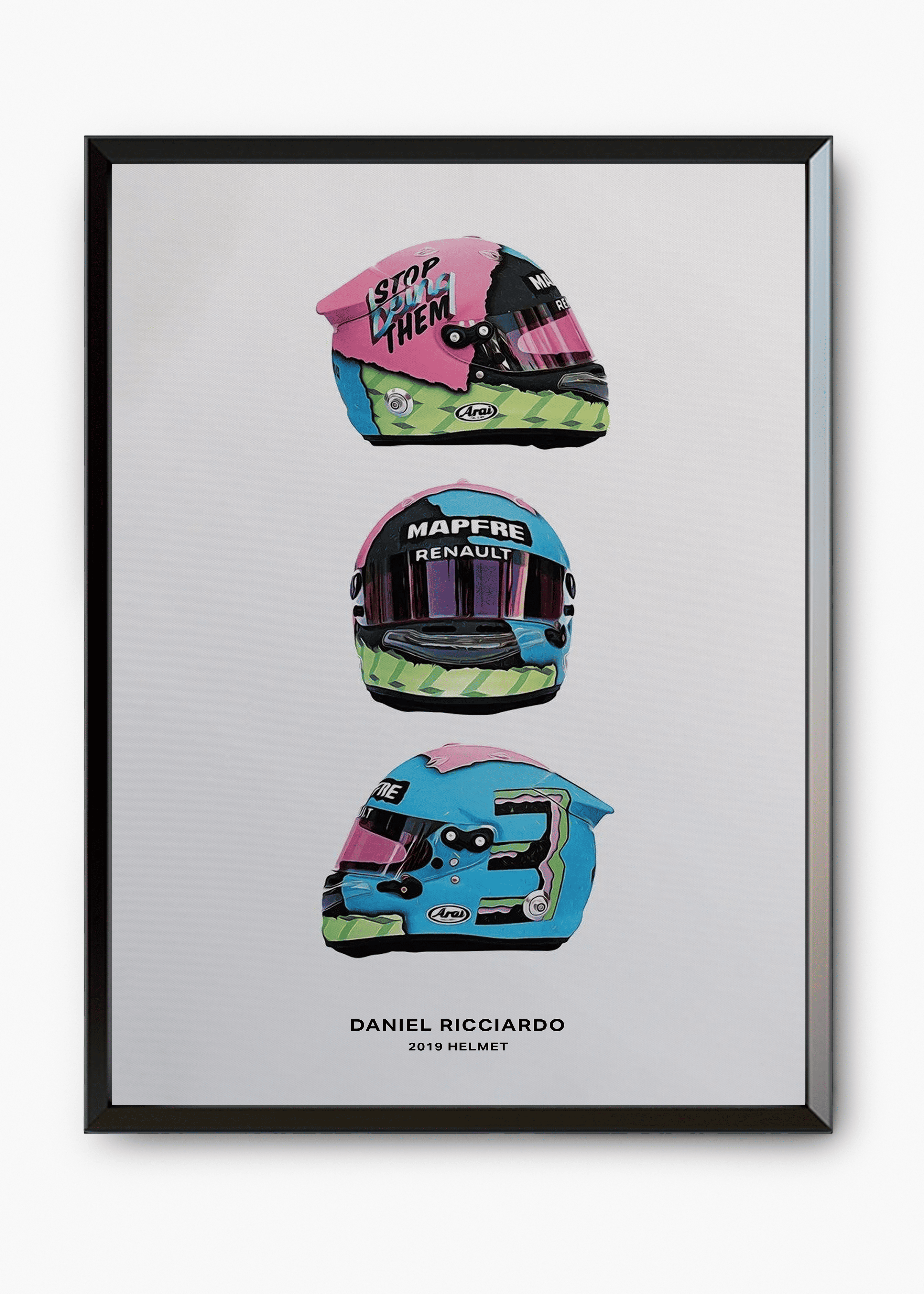 Quadro decorativo Daniel Ricciardo 2019 — arte de automobilismo para parede | Cübe Quadros
