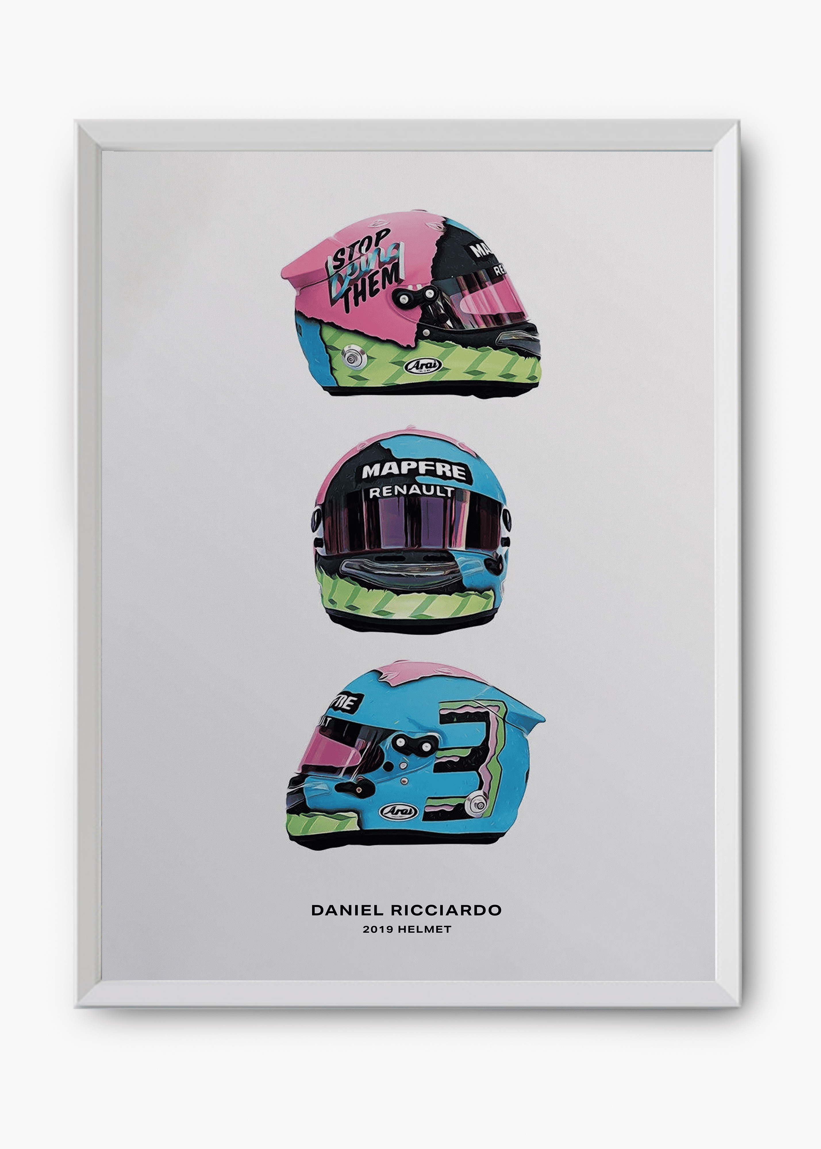 Quadro decorativo Daniel Ricciardo 2019 — arte de automobilismo para parede | Cübe Quadros