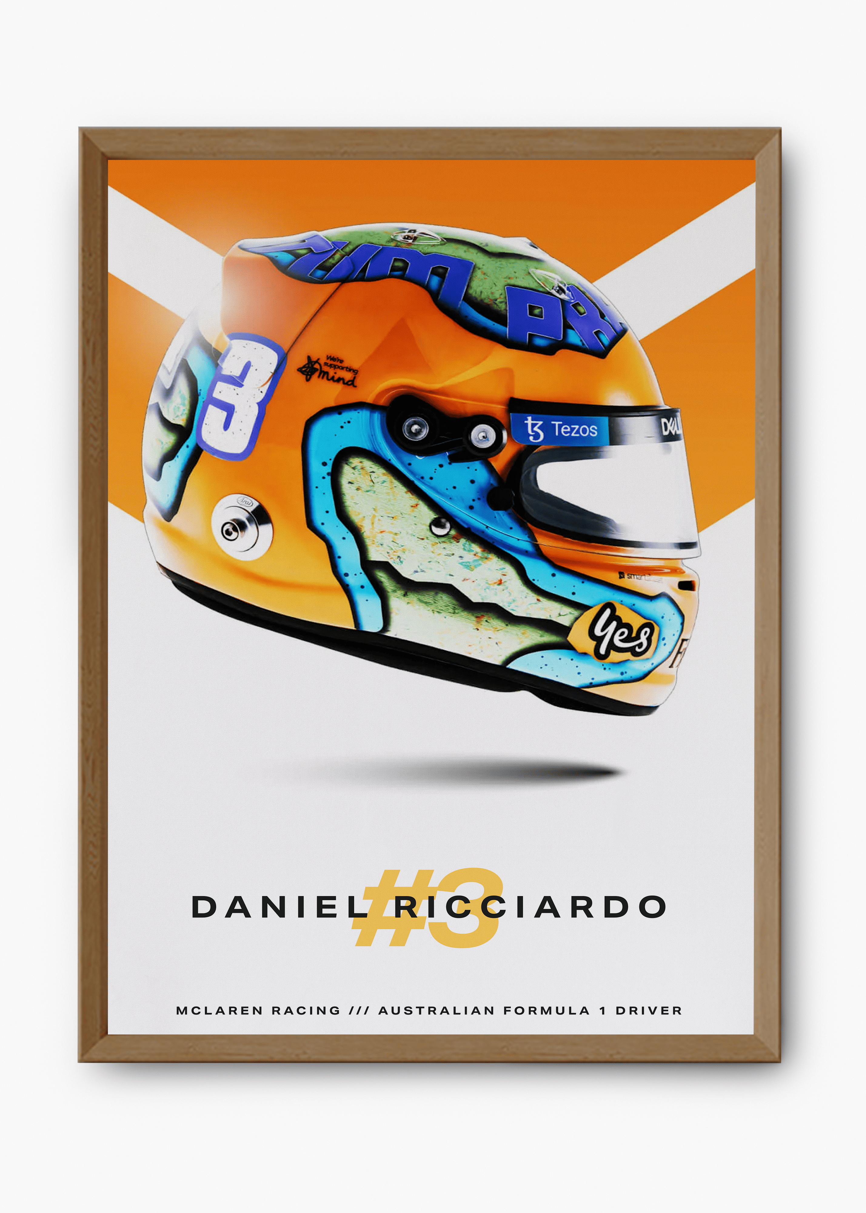 Quadro decorativo Daniel Ricciardo 2022 — arte de automobilismo para parede | Cübe Quadros