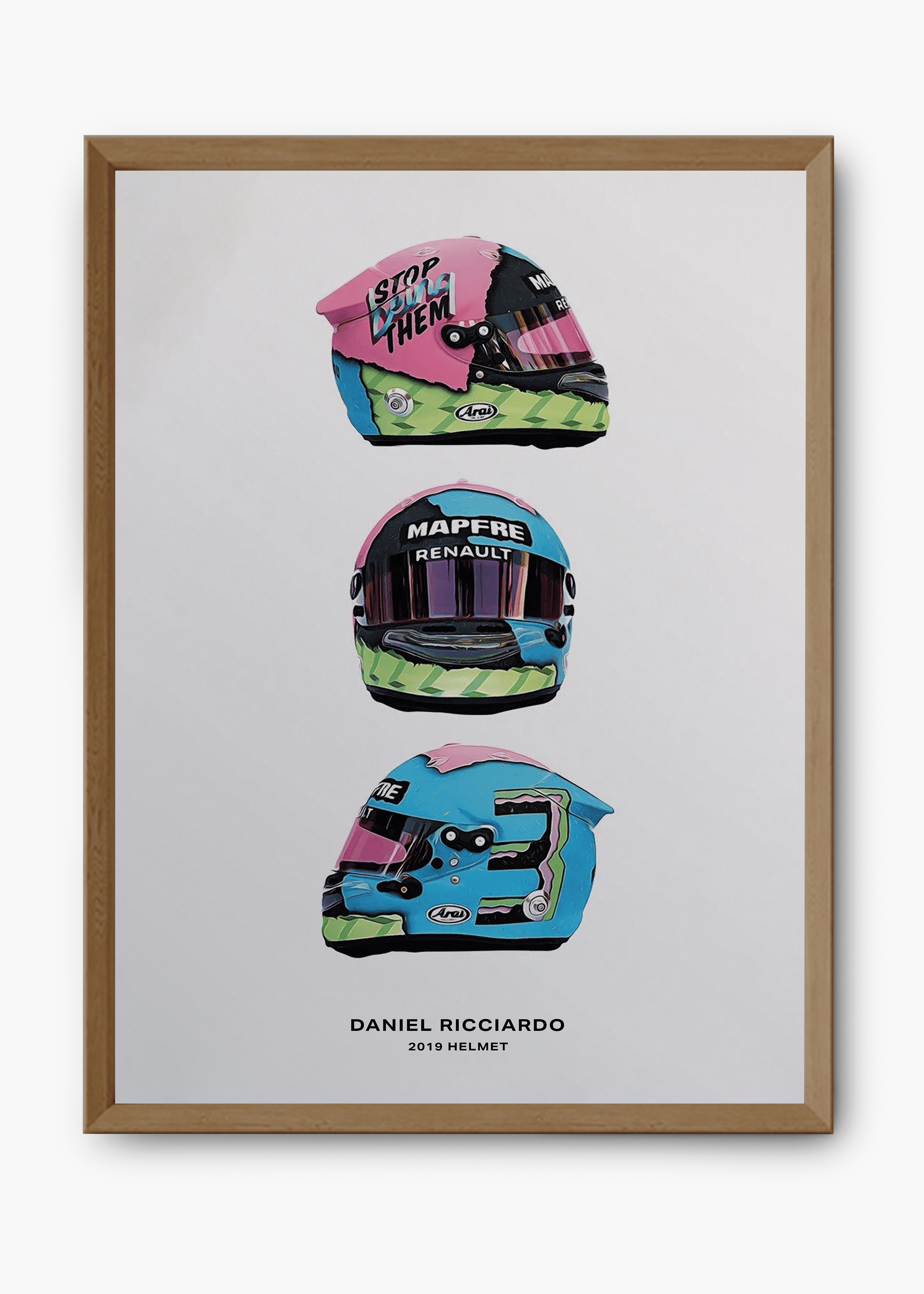 Quadro decorativo Daniel Ricciardo 2019 — arte de automobilismo para parede | Cübe Quadros