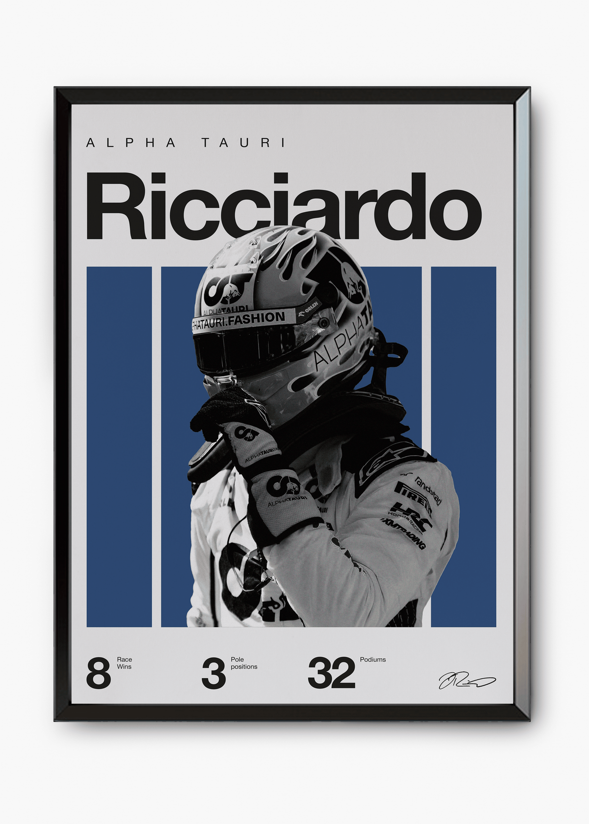 Quadro decorativo Daniel Ricciardo F1 — arte de automobilismo para parede | Cübe Quadros