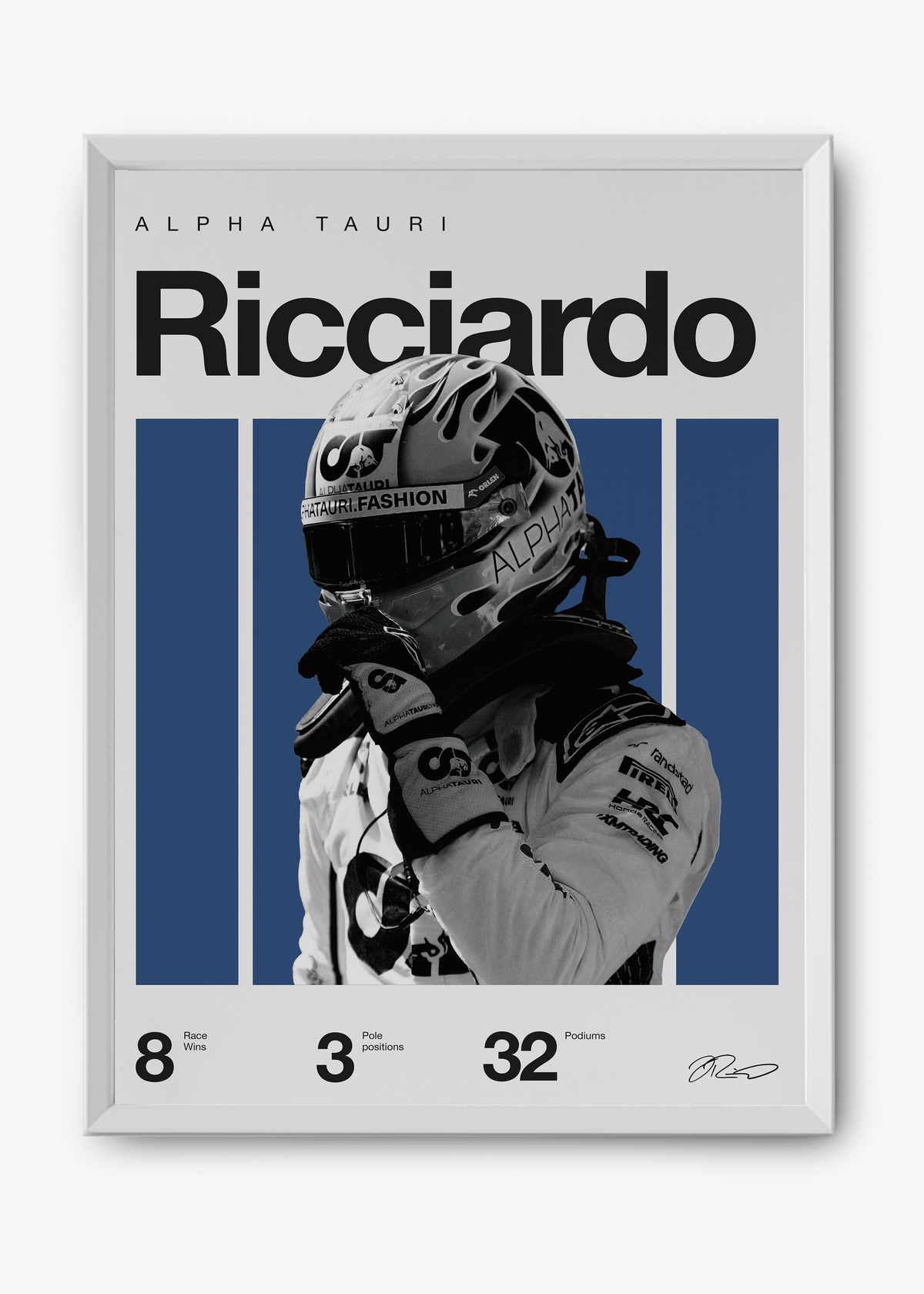 Quadro decorativo Daniel Ricciardo F1 — arte de automobilismo para parede | Cübe Quadros