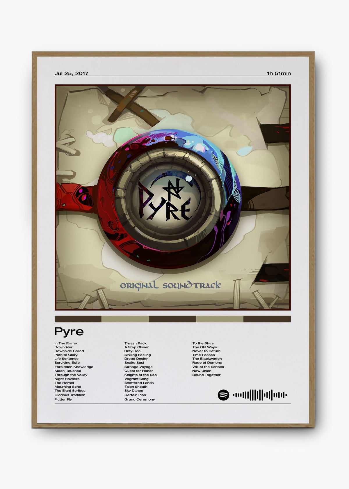 Quadro decorativo Darren Korb Pyre — arte de trilha sonora para parede | Cübe Quadros
